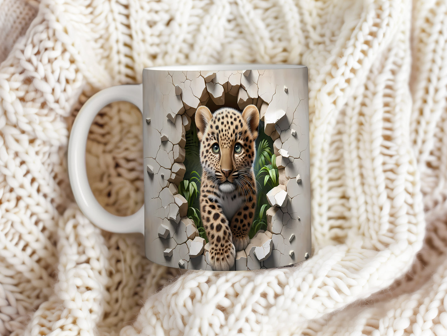 Hrnek s mládětem leoparda 3D efektem