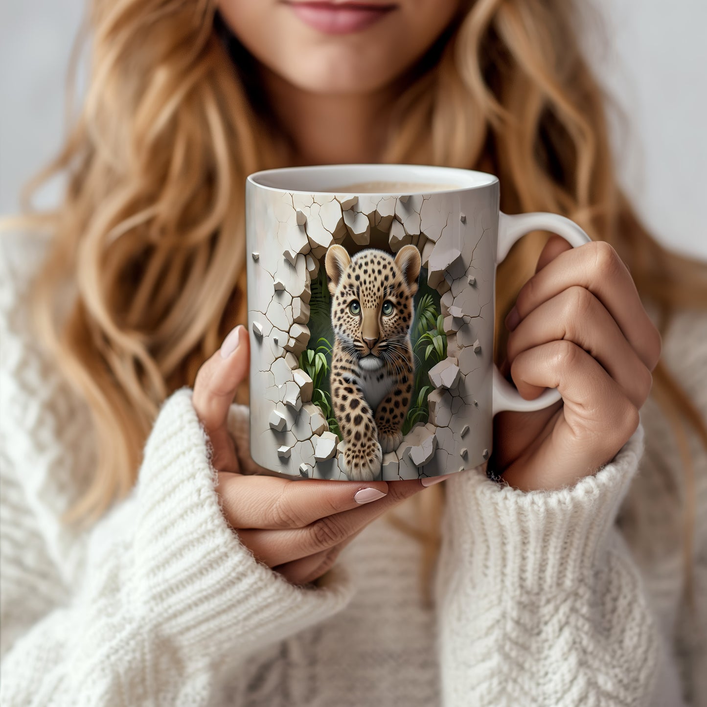 Hrnek s mládětem leoparda 3D efektem