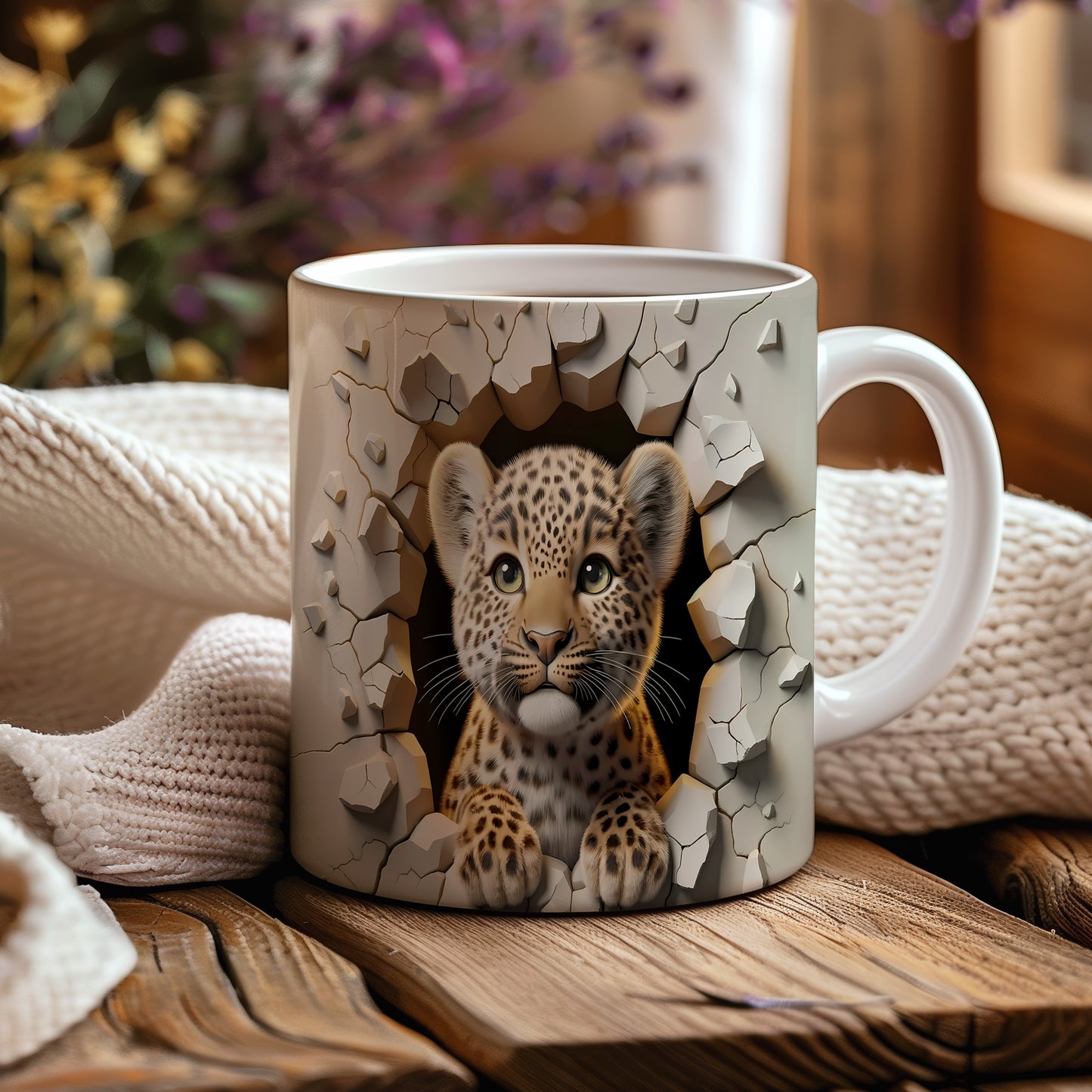 Hrnek s roztomilým leopardím mládětem