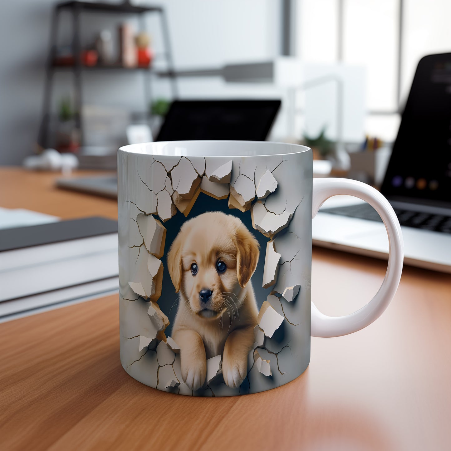 Hrnek se štěnětem retrívra a 3D efektem