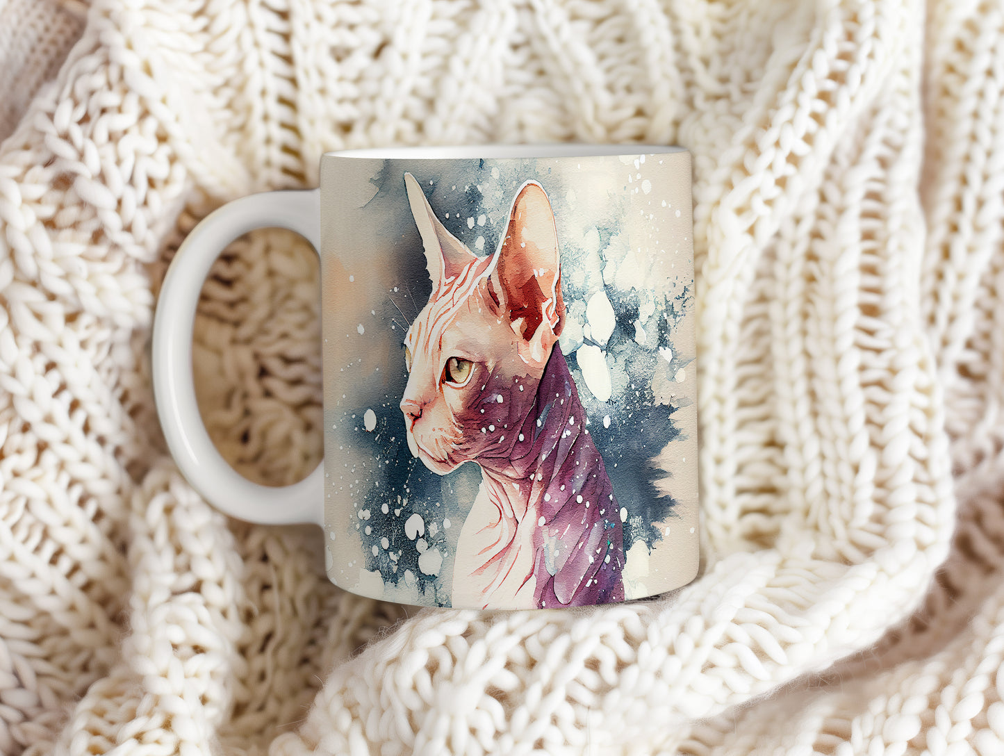 Hrnek s ilustrací kočky Sphynx a 3D efektem