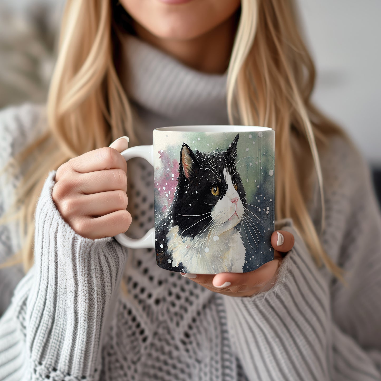 Hrnek s roztomilým portrétem kočky