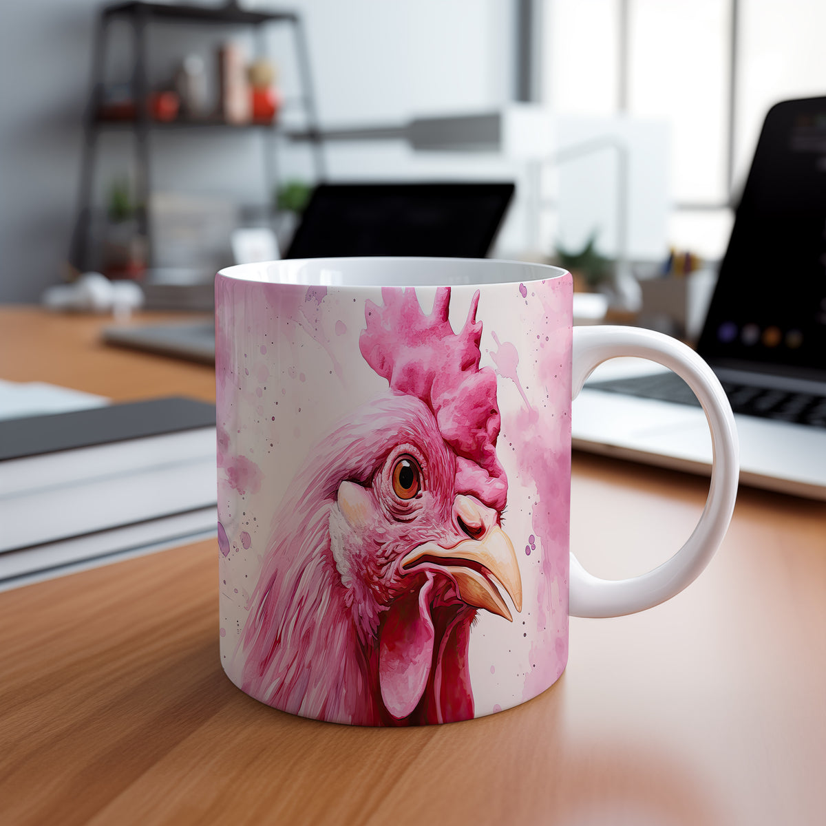 Hrnek s růžovou slepicí