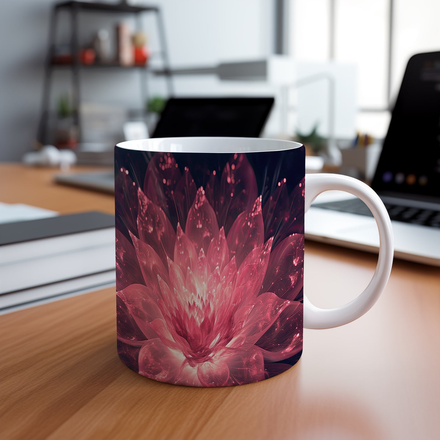 Hrnek s růžovou květinou