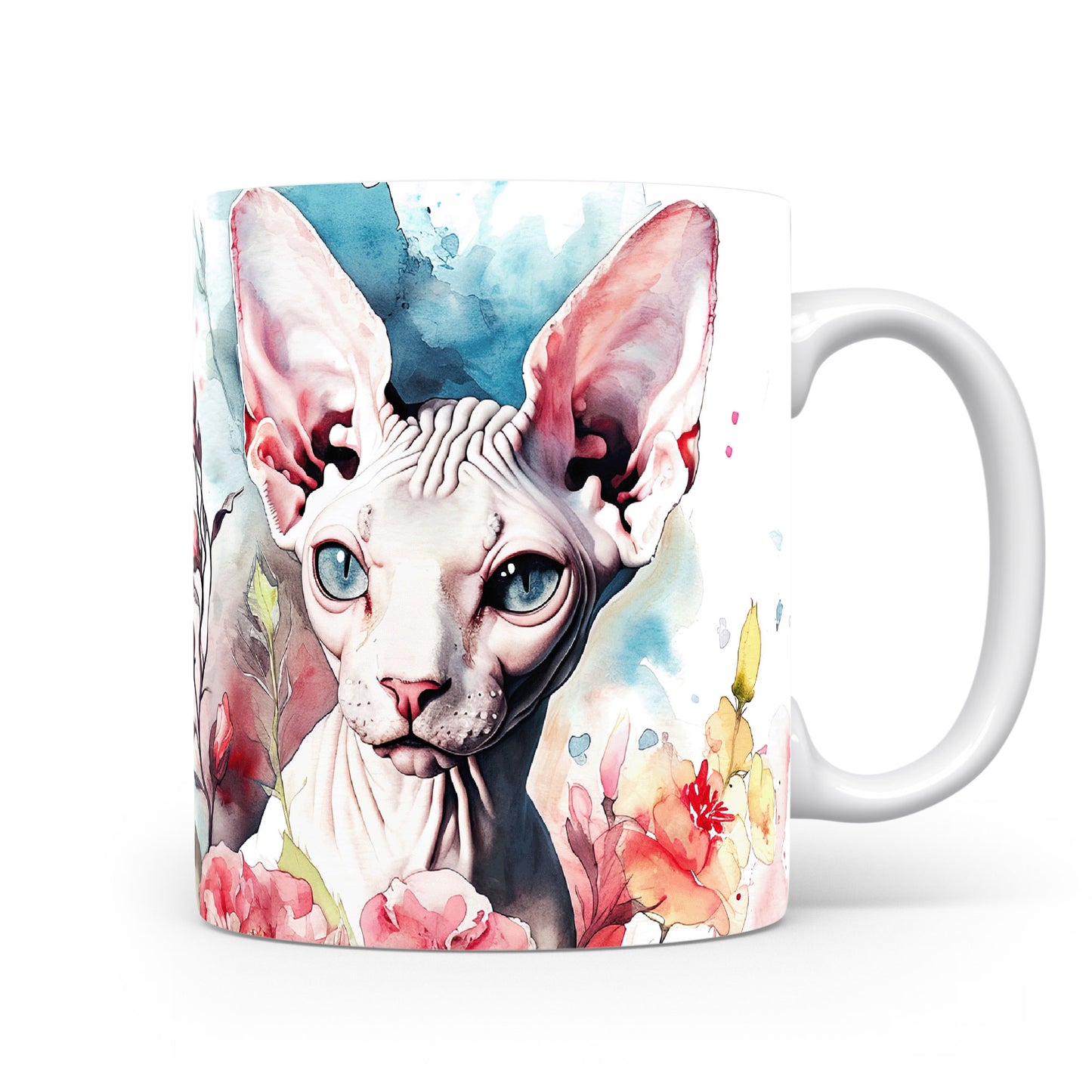 Hrnek se sphynxem a květinovým motivem