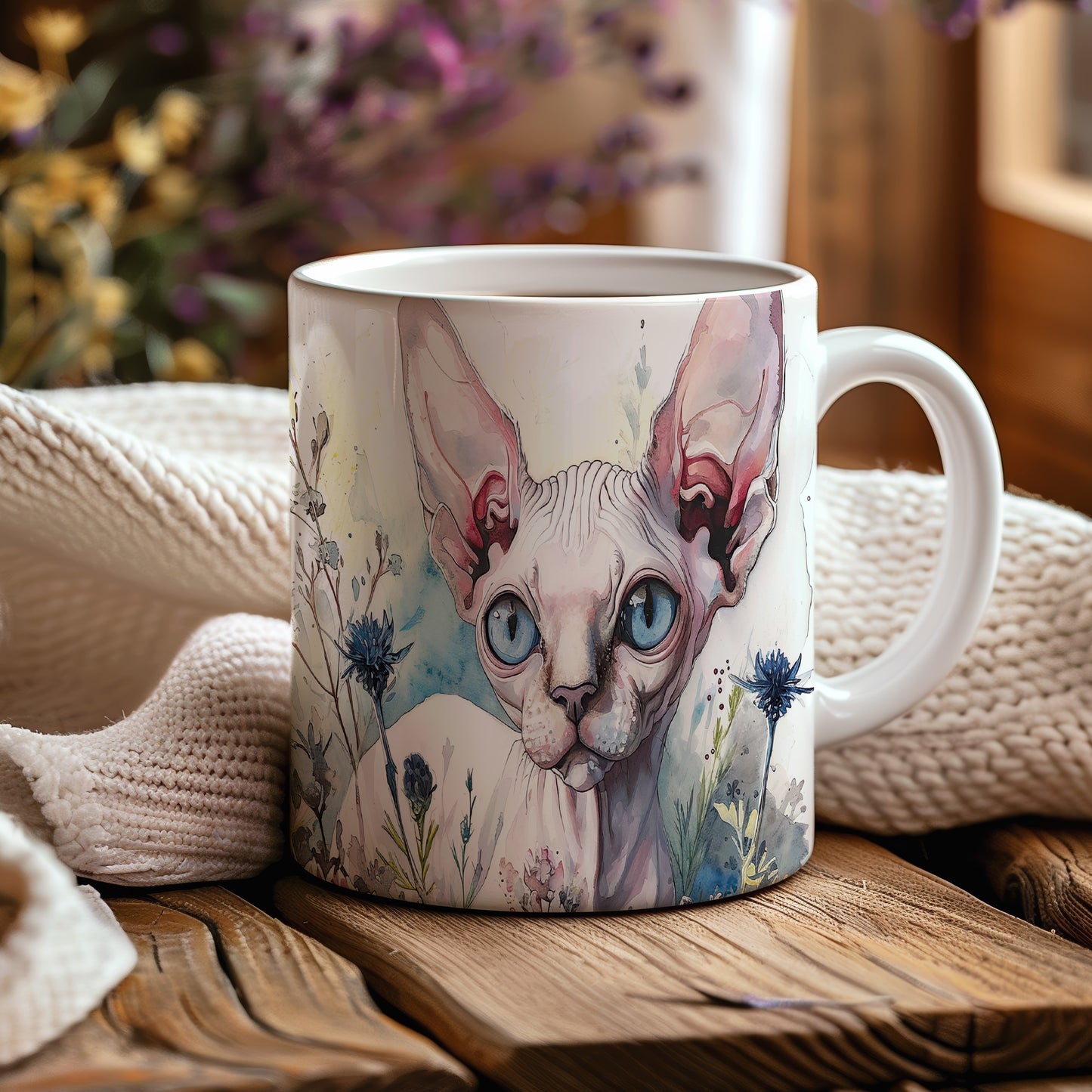 Hrnek s ilustrací sphynx kočky