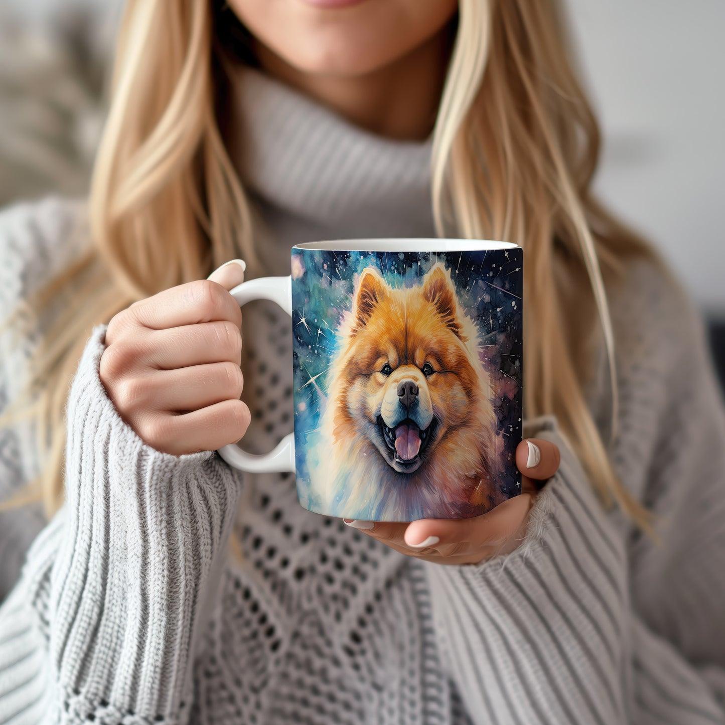 Hrnek s veselým chow-chow psem motivem