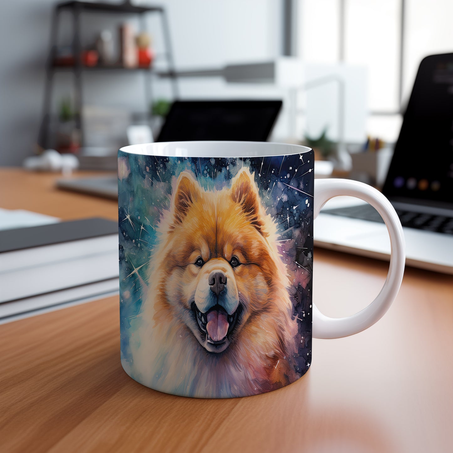 Hrnek s veselým chow-chow psem motivem