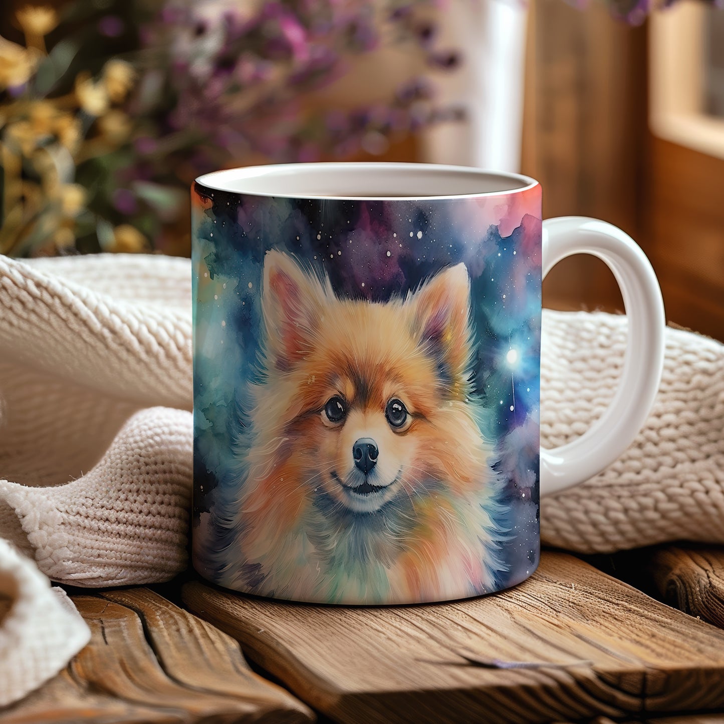Hrnek s roztomilým pomeranianem – výrazným designem