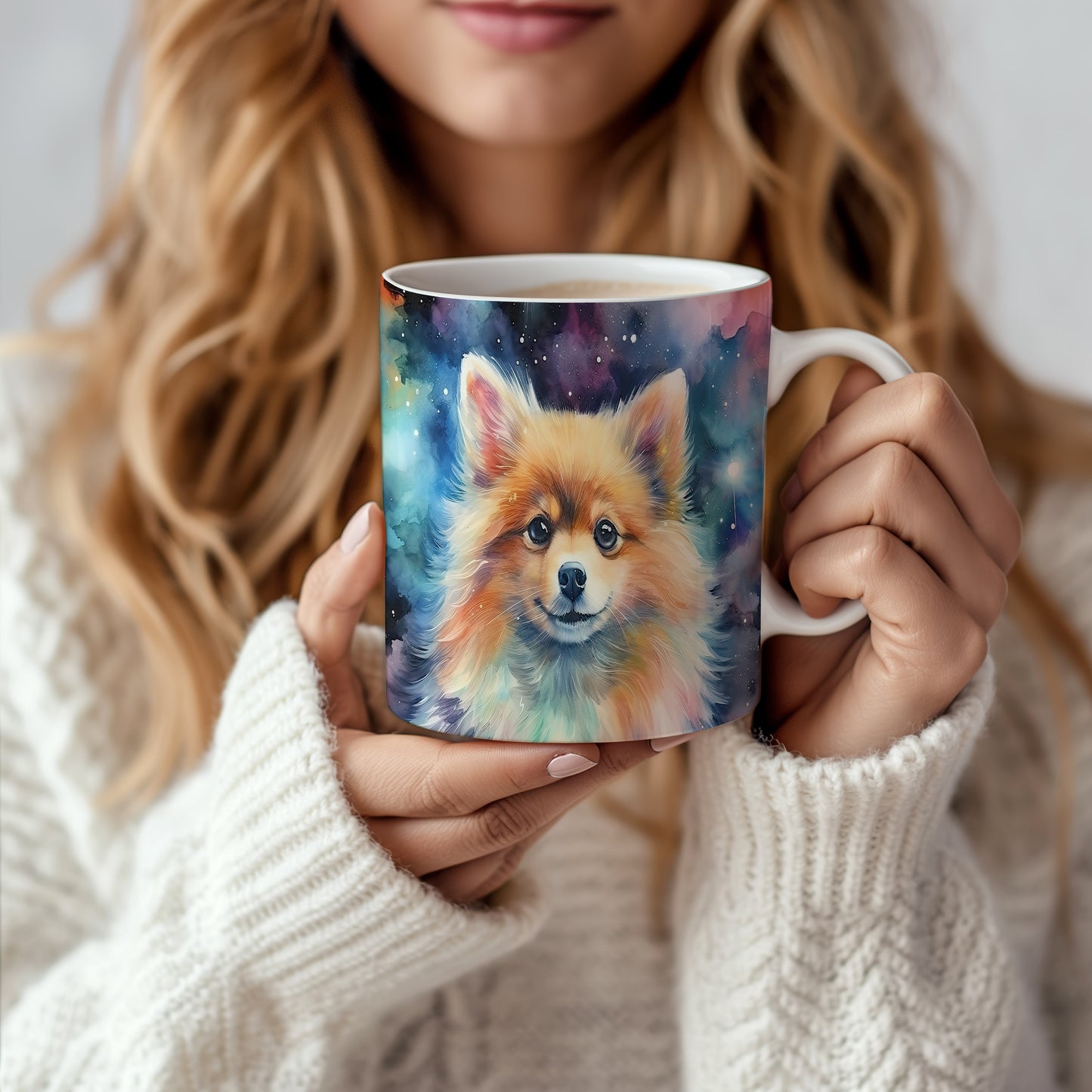 Hrnek s roztomilým pomeranianem – výrazným designem