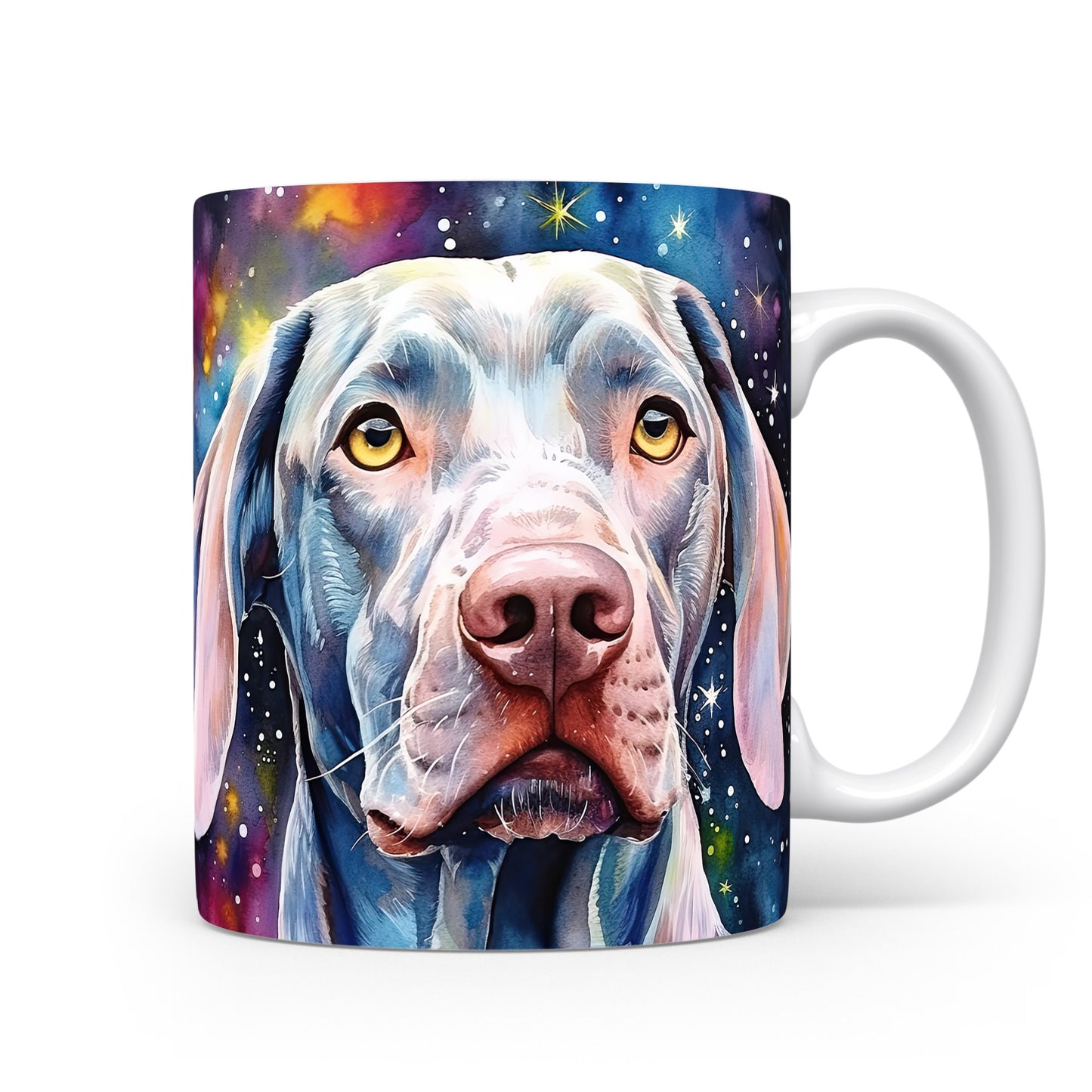Hrnek s ilustrací doge v kosmickém stylu