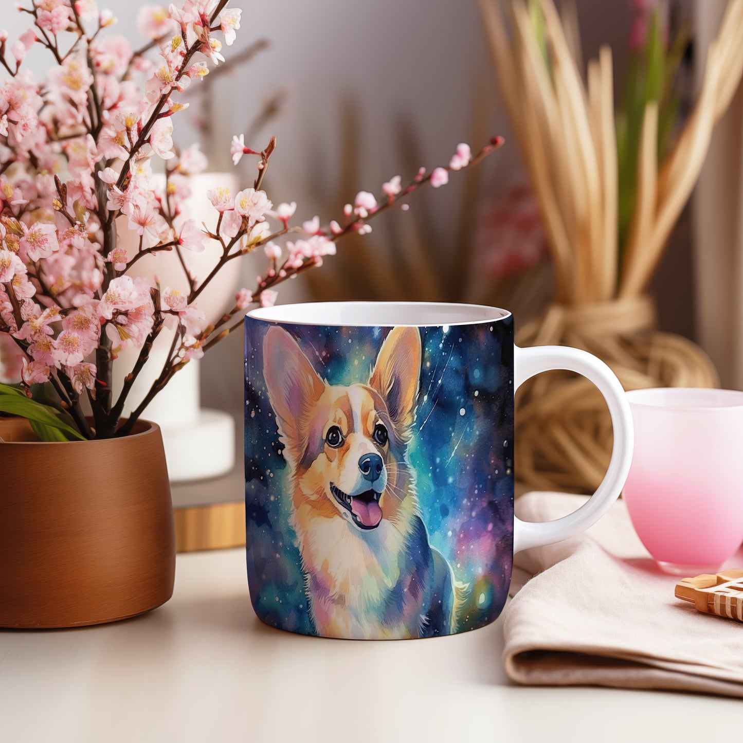 Hrnek s radostným corgi motivem