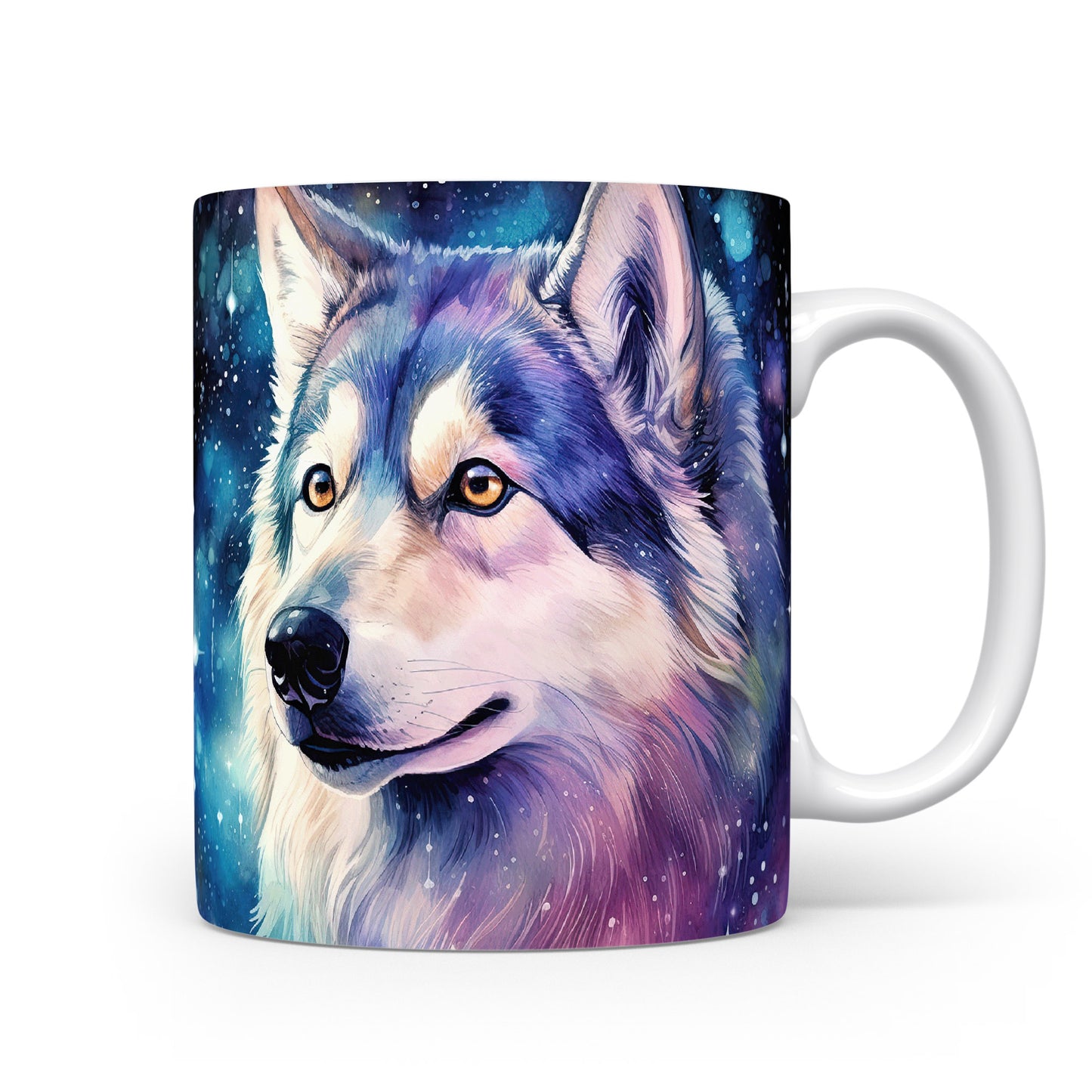 Hrnek s huskym na noční obloze