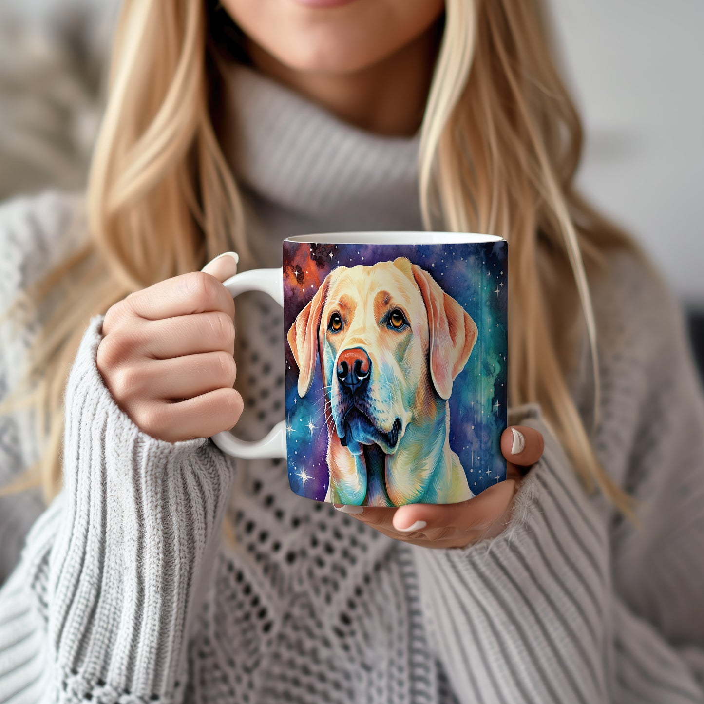 Hrnek s labradorem v kosmickém snění