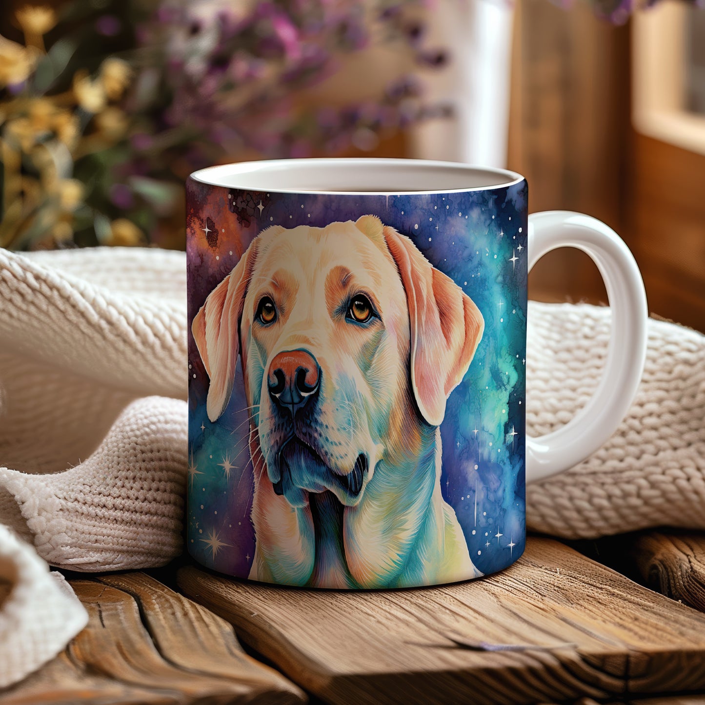 Hrnek s labradorem v kosmickém snění