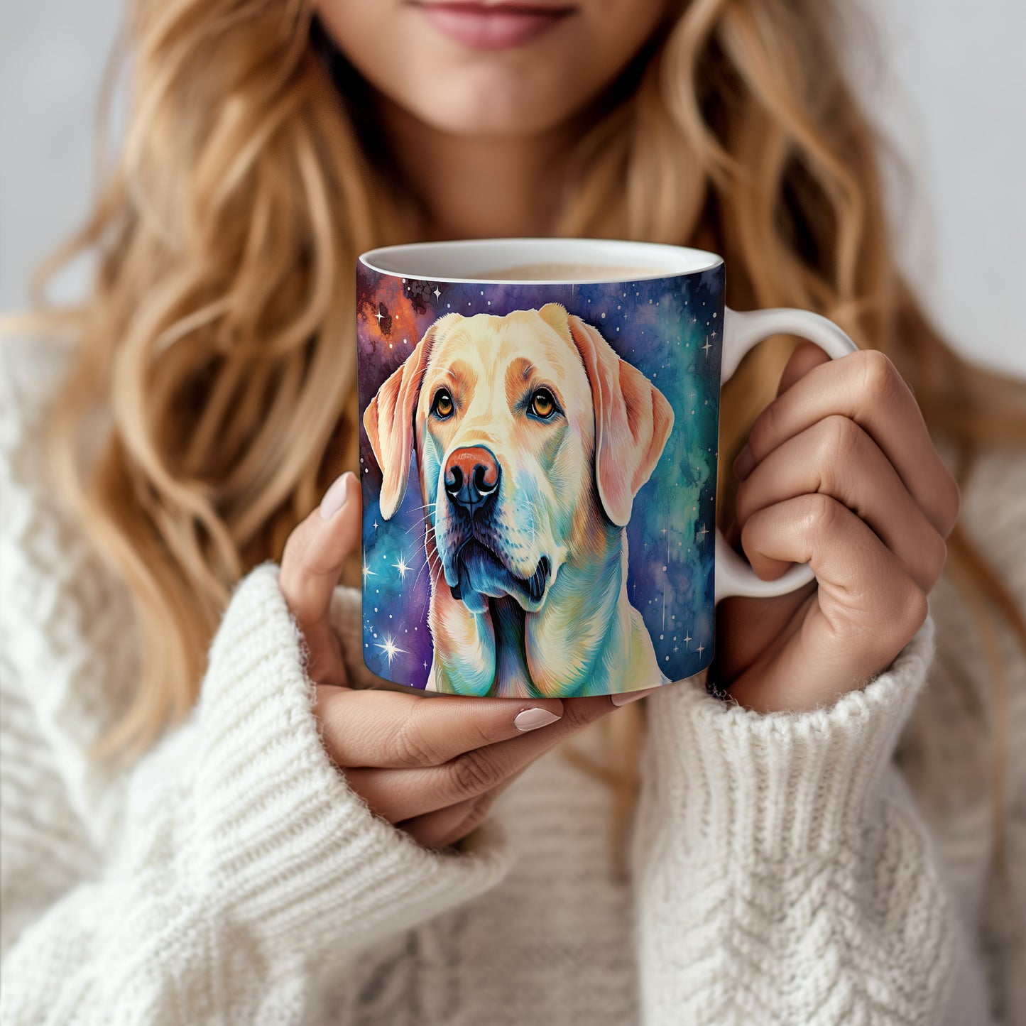 Hrnek s labradorem v kosmickém snění