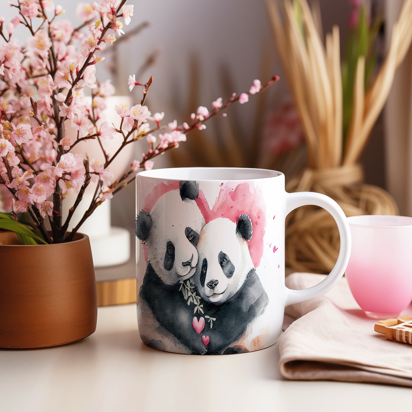 Hrnek s roztomilými pandami