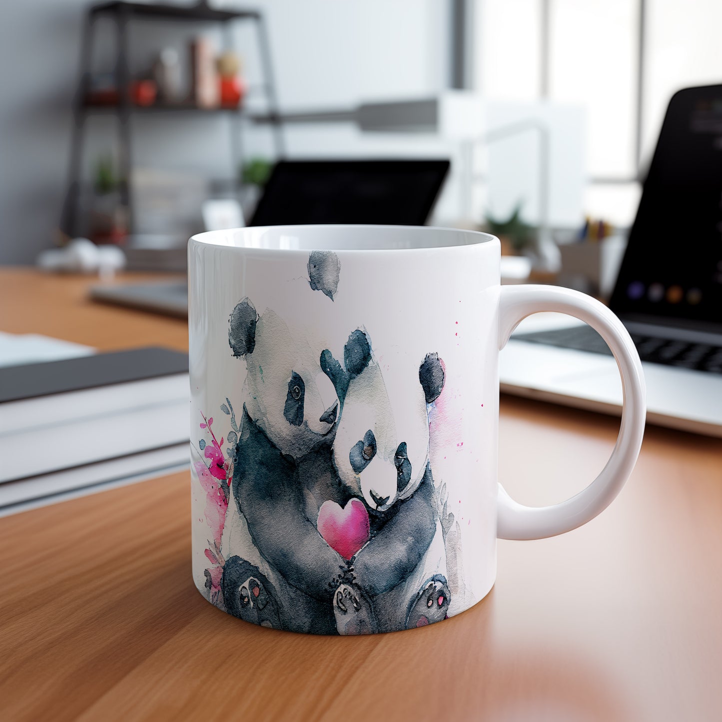 Hrnek s pandami a srdíčkem