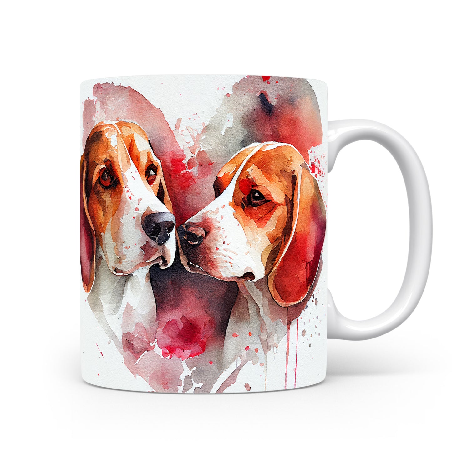 Hrnek s beaglemi v akvarelovém stylu