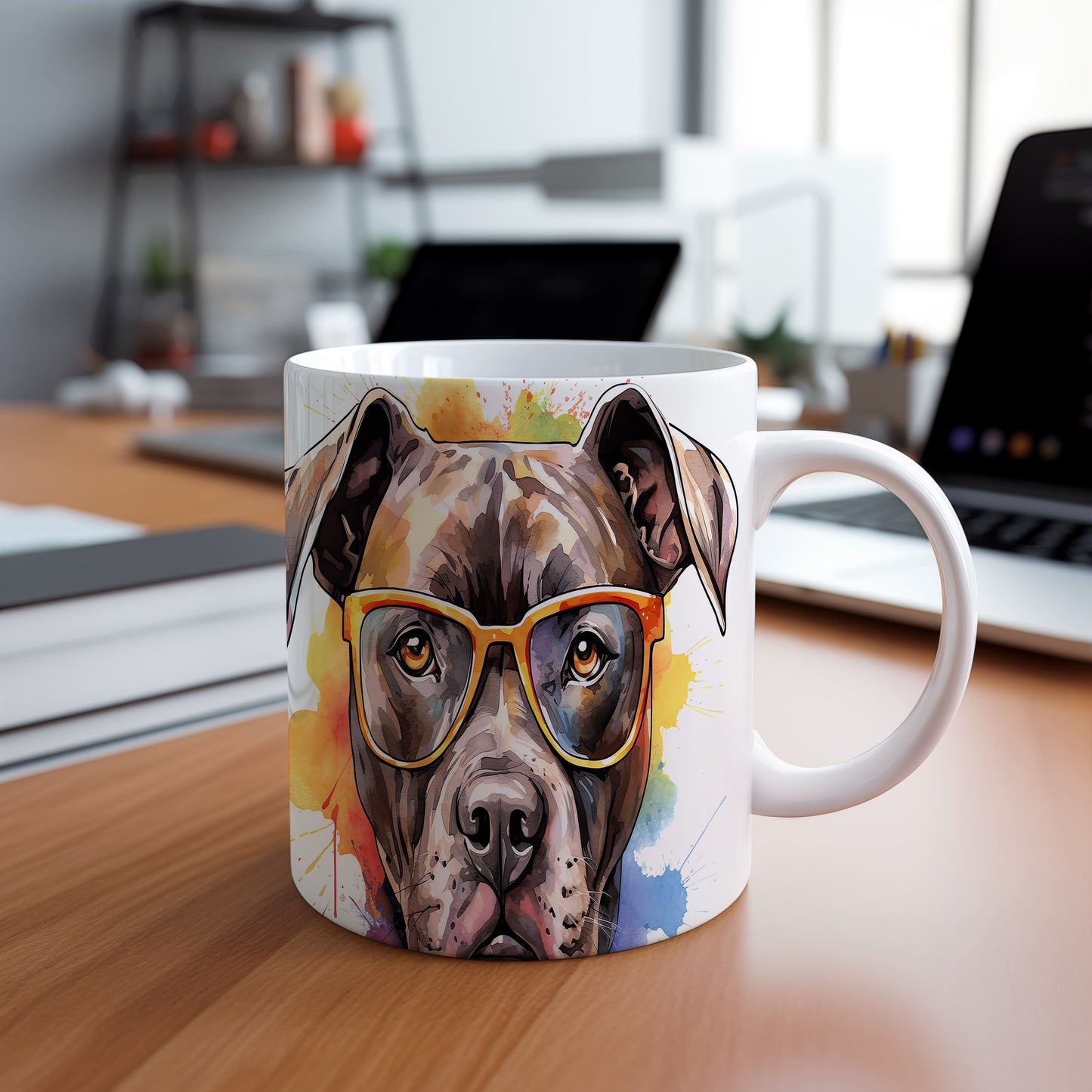 Hrnek s vtipným buldočkem v brýlích