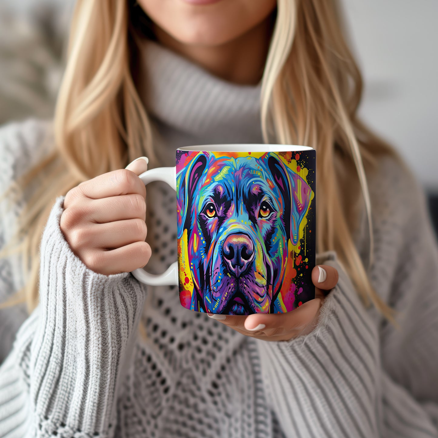 Hrnek s barevným Cane Corso v uměleckém stylu
