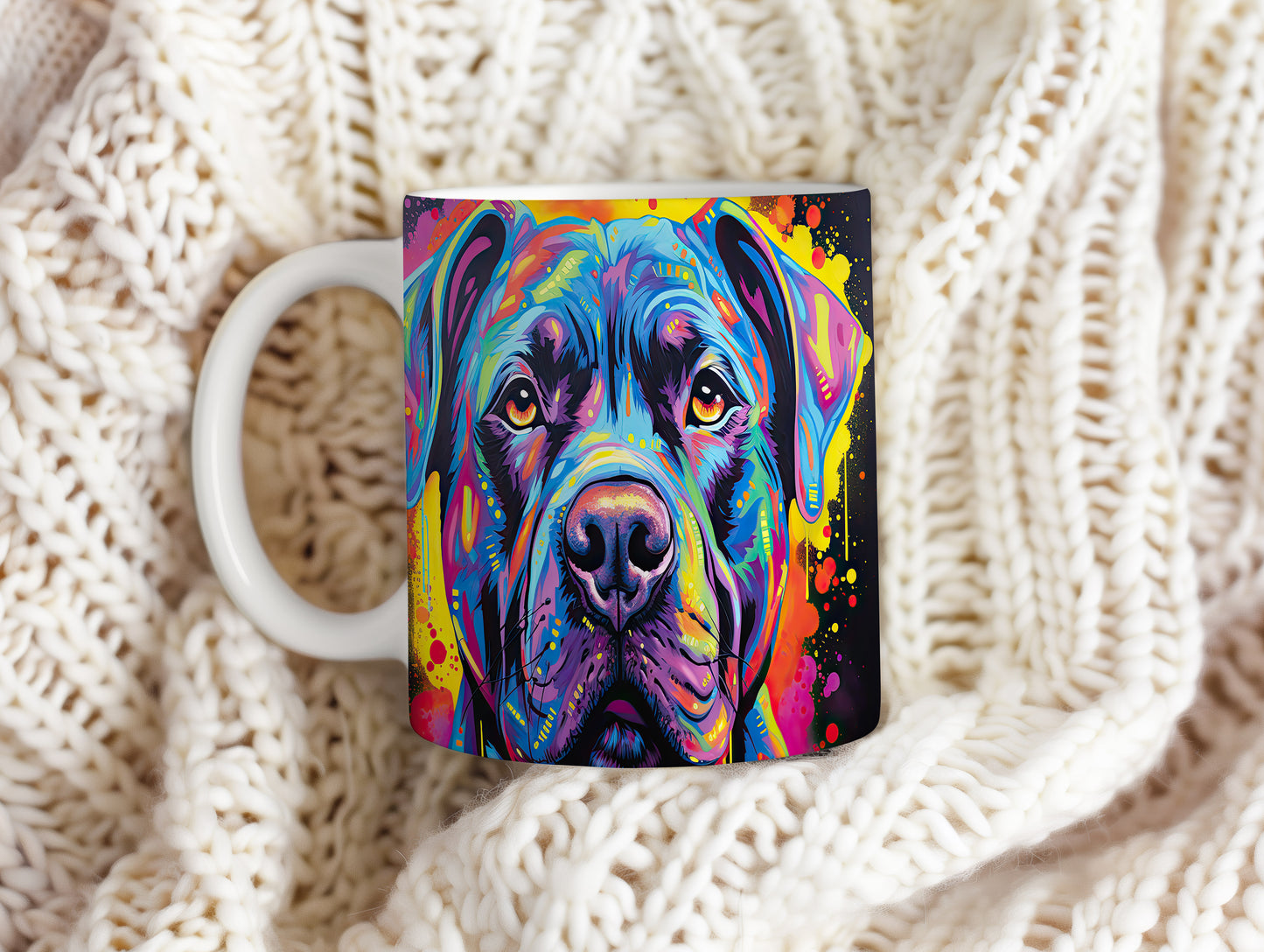 Hrnek s barevným Cane Corso v uměleckém stylu