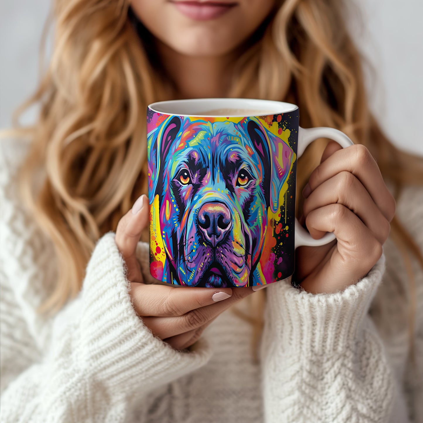 Hrnek s barevným Cane Corso v uměleckém stylu