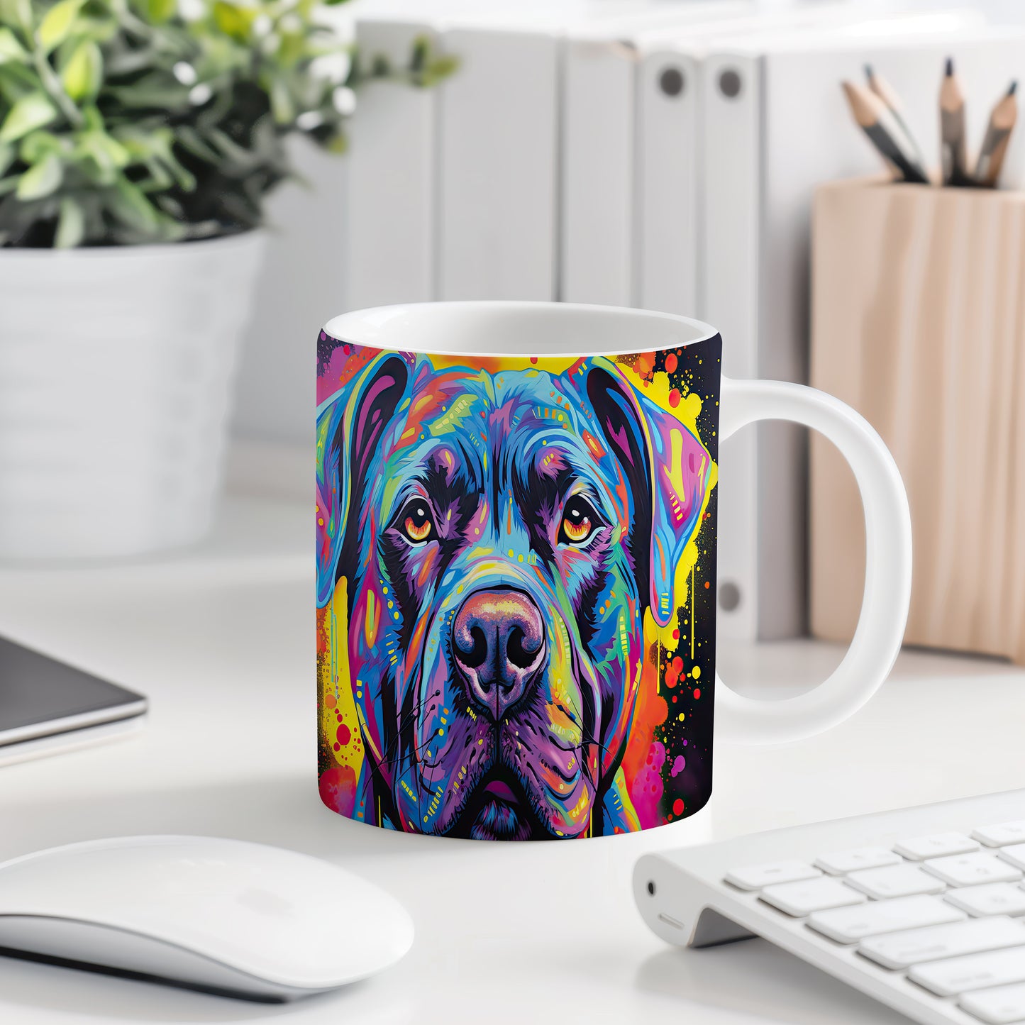 Hrnek s barevným Cane Corso v uměleckém stylu