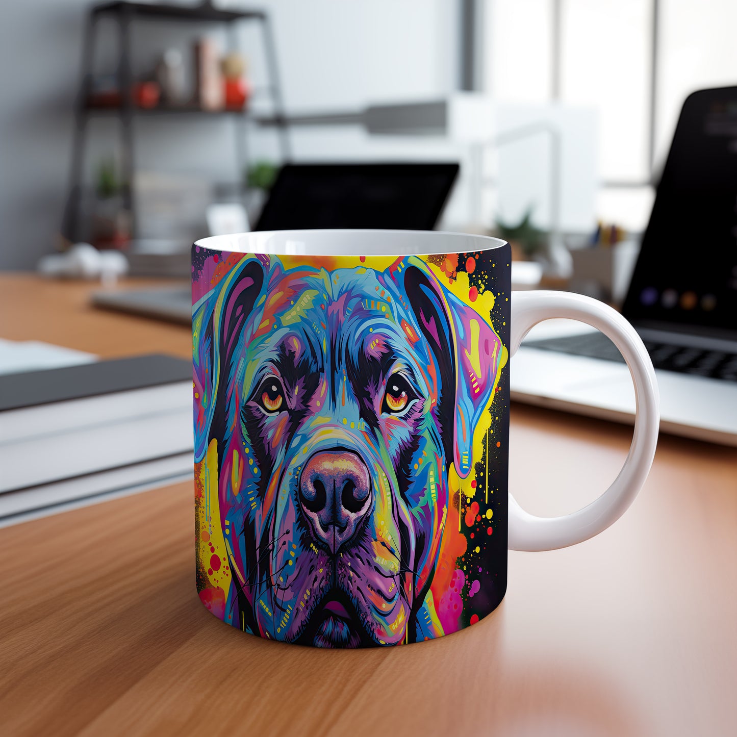 Hrnek s barevným Cane Corso v uměleckém stylu
