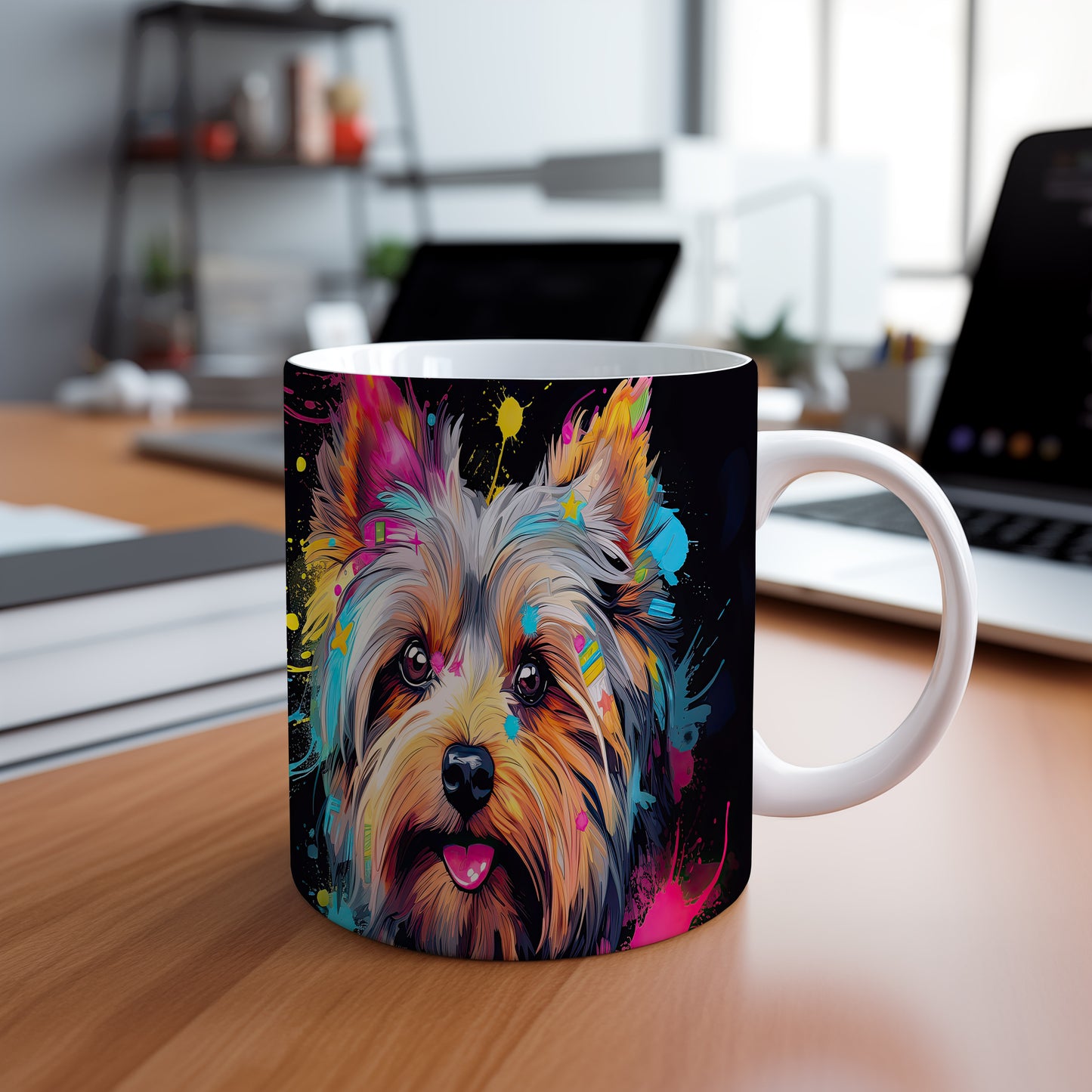 Hrnek s barevným jorkšírským teriérem