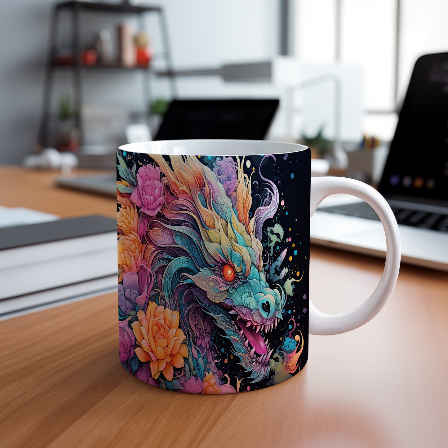 Hrnek s barevným drakem – originálním motivem