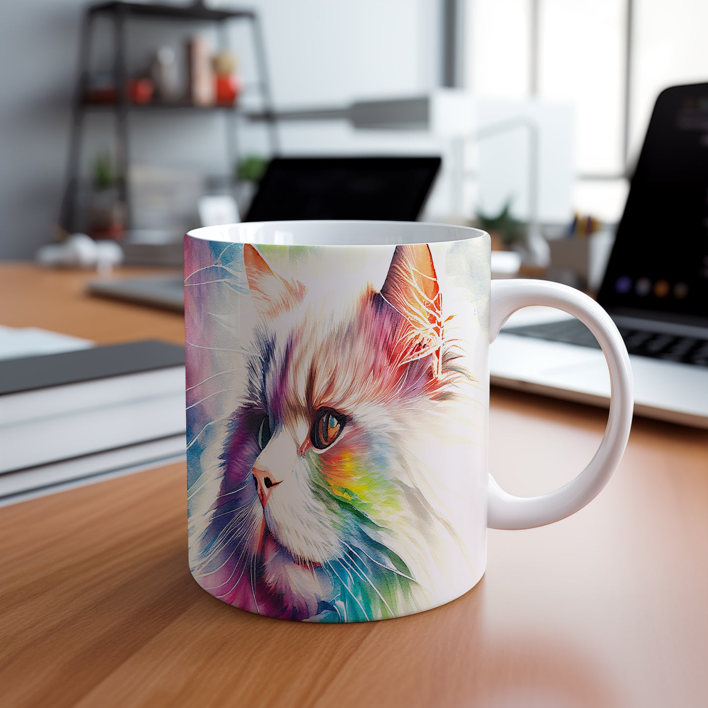 Hrnek s barevnou kočkou