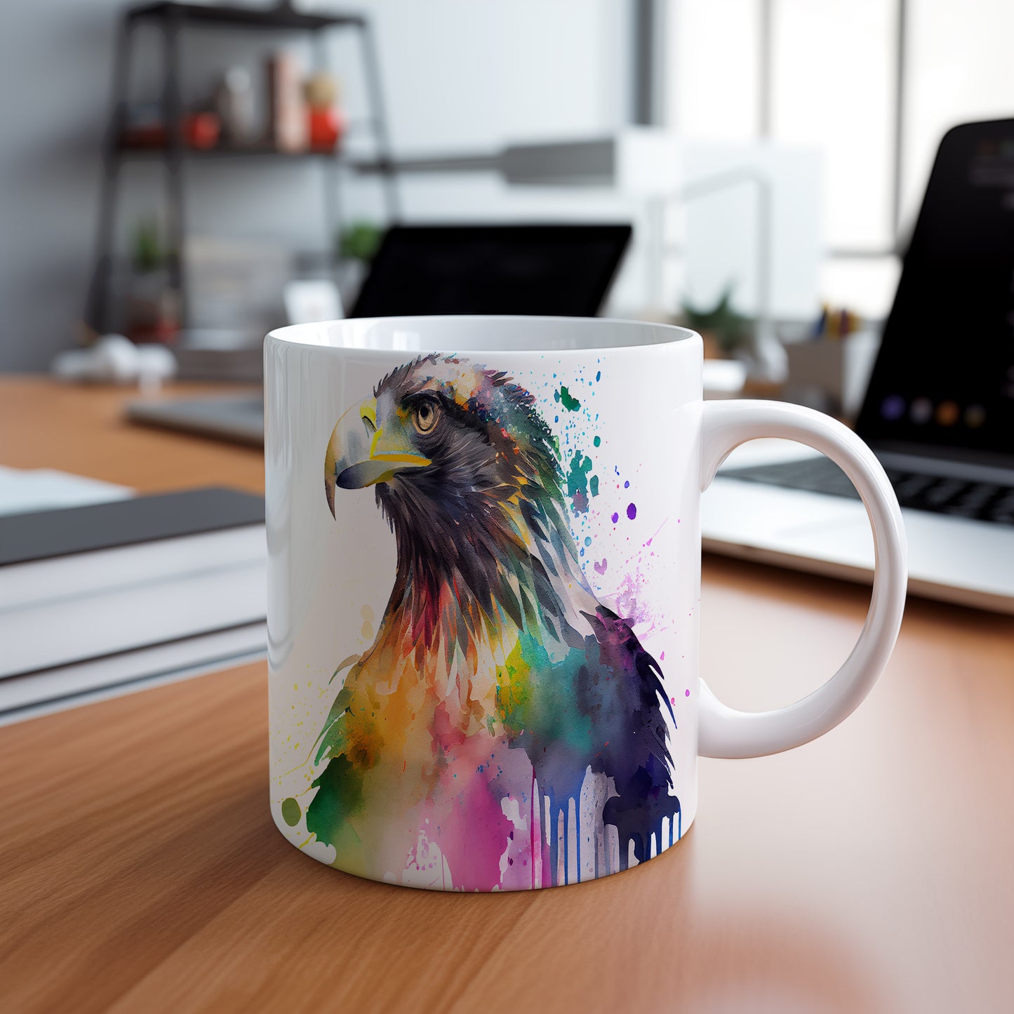 Hrnek s barevným orlem – černým akcentem