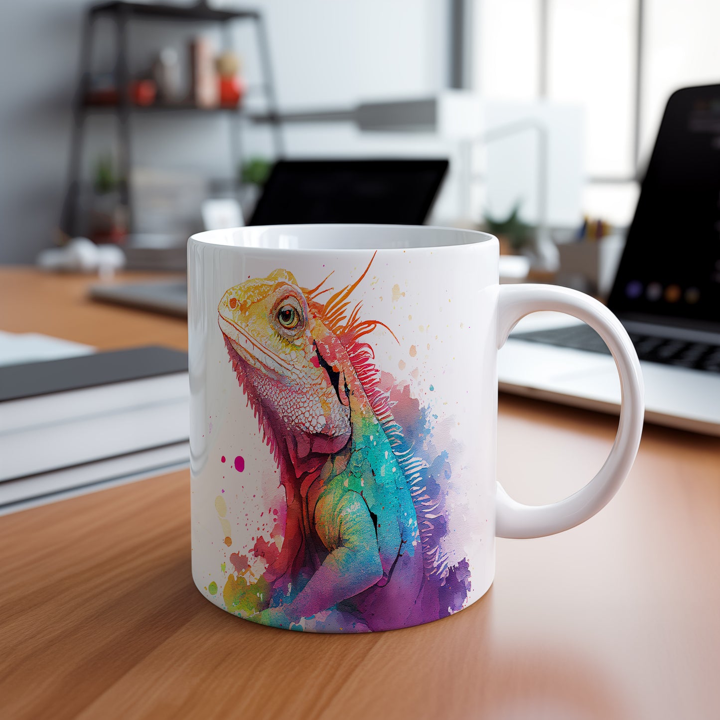 Hrnek s barevnou ještěrkou – malířským vzhledem