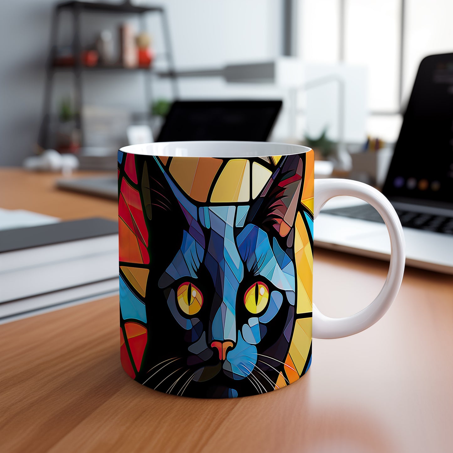 Hrnek s abstraktní kočkou