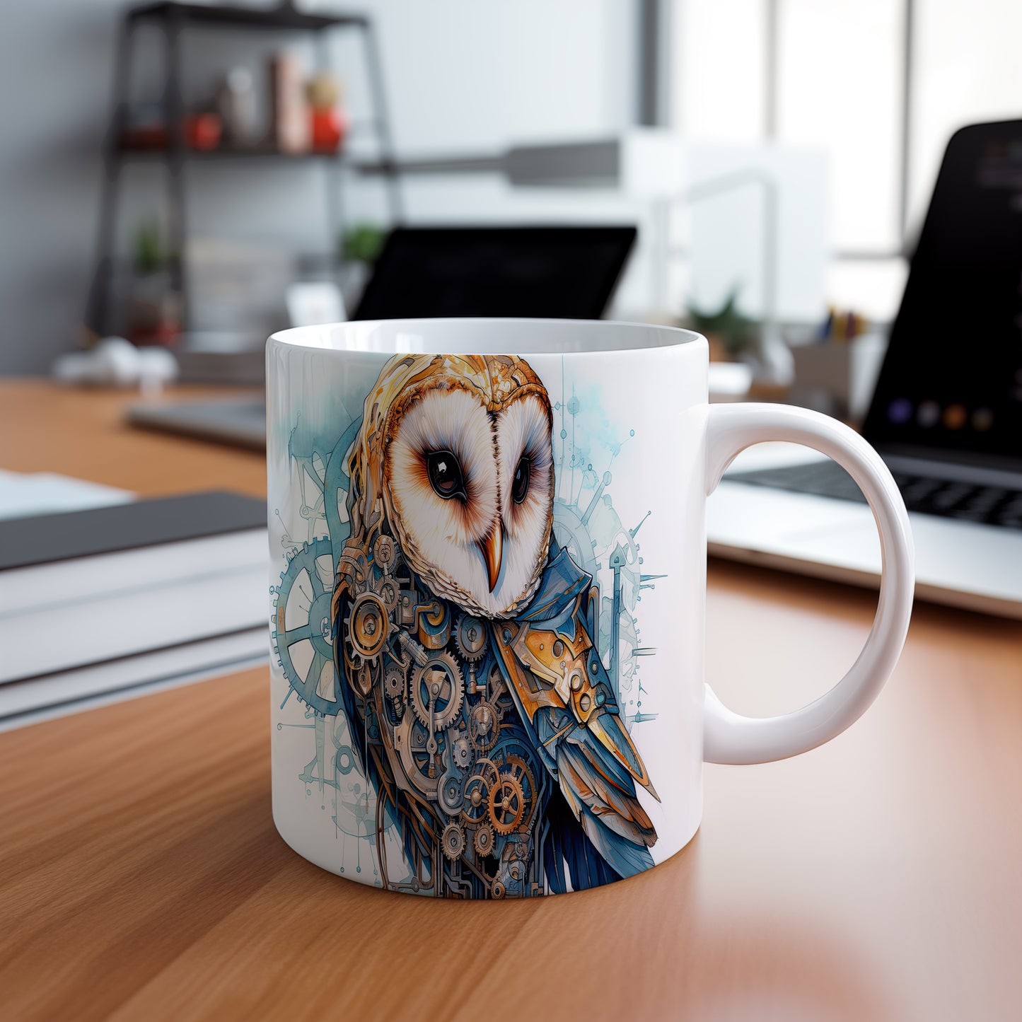 Hrnek s elegantní sovou – modrými detaily