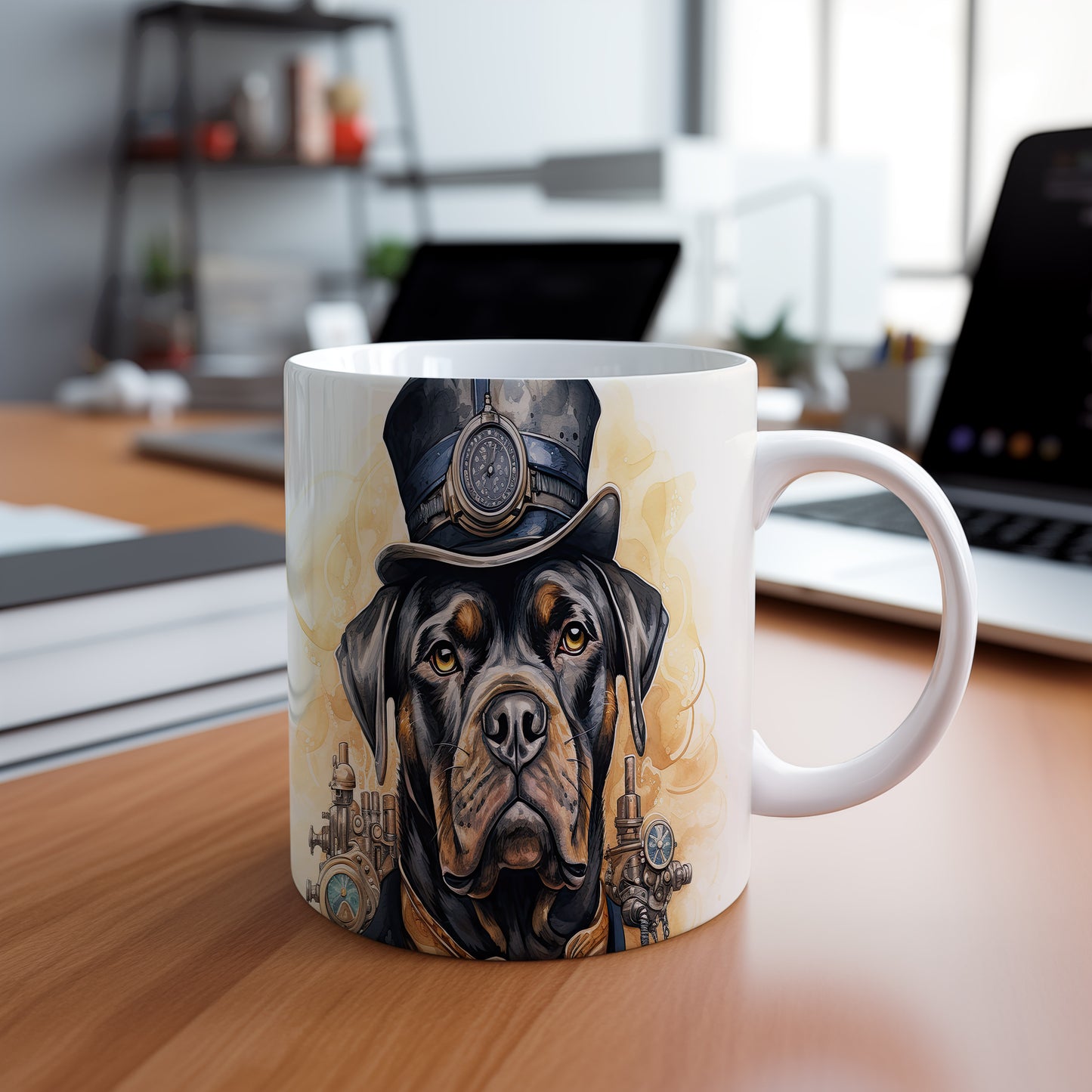 Hrnek s rottweilerem v cylindru