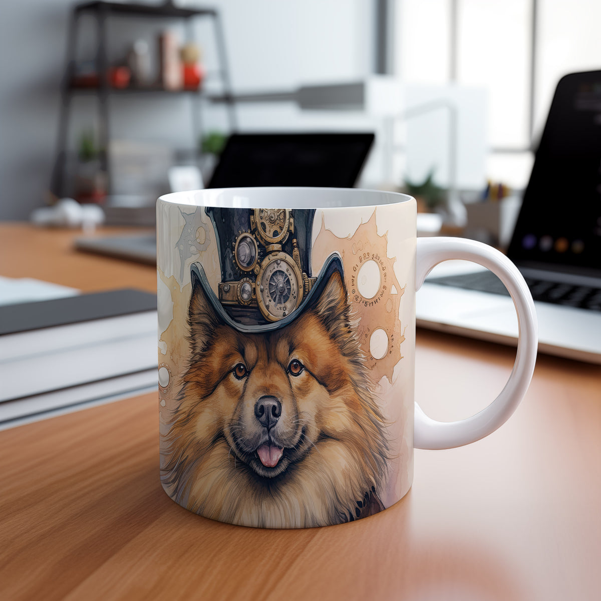 Hrnek s Čau-Čau a steampunk kloboukem