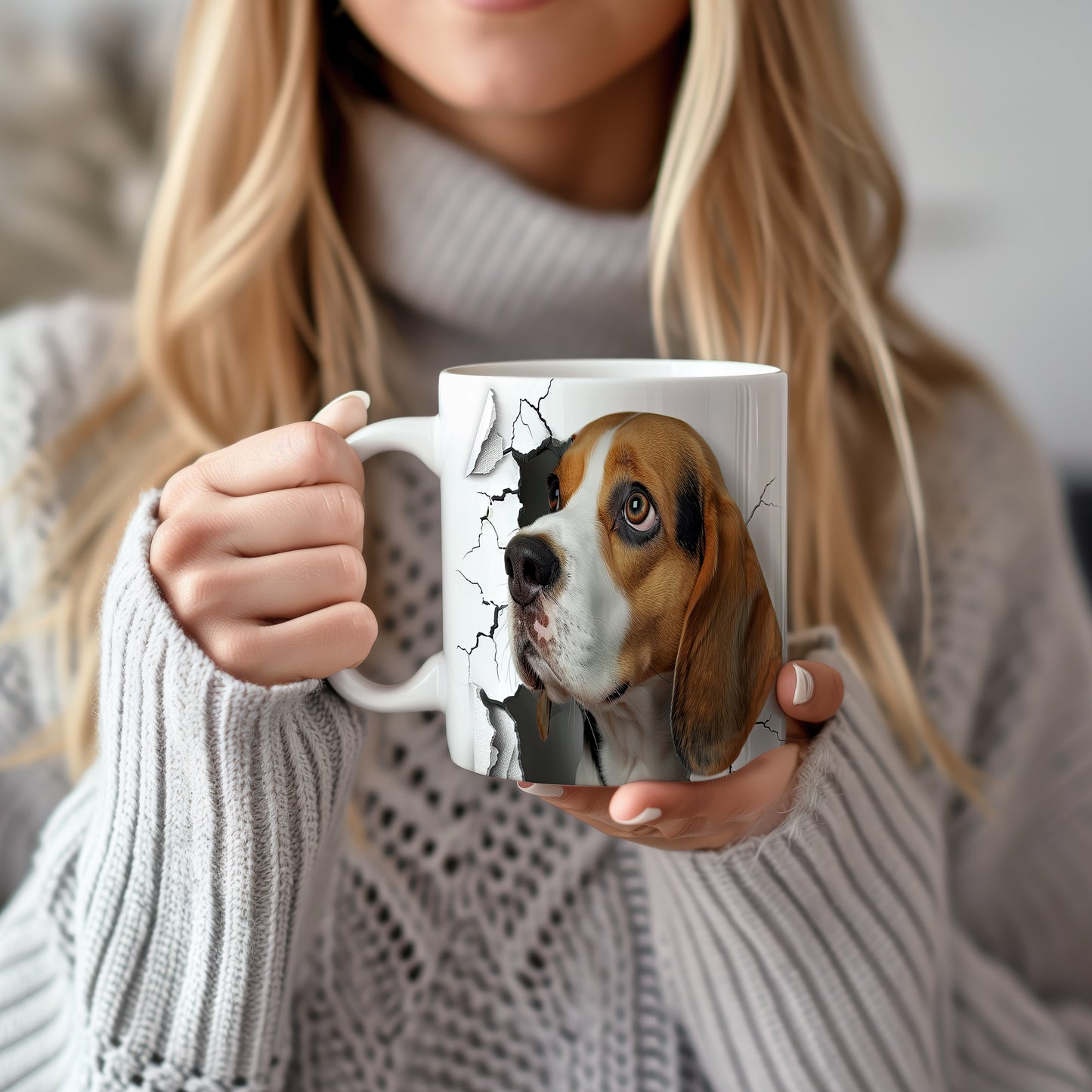 Hrnek s beagle psem 3D efektem