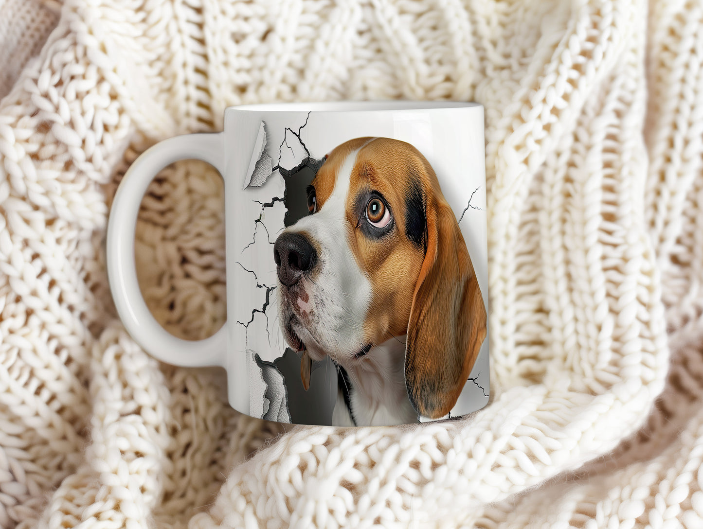 Hrnek s beagle psem 3D efektem
