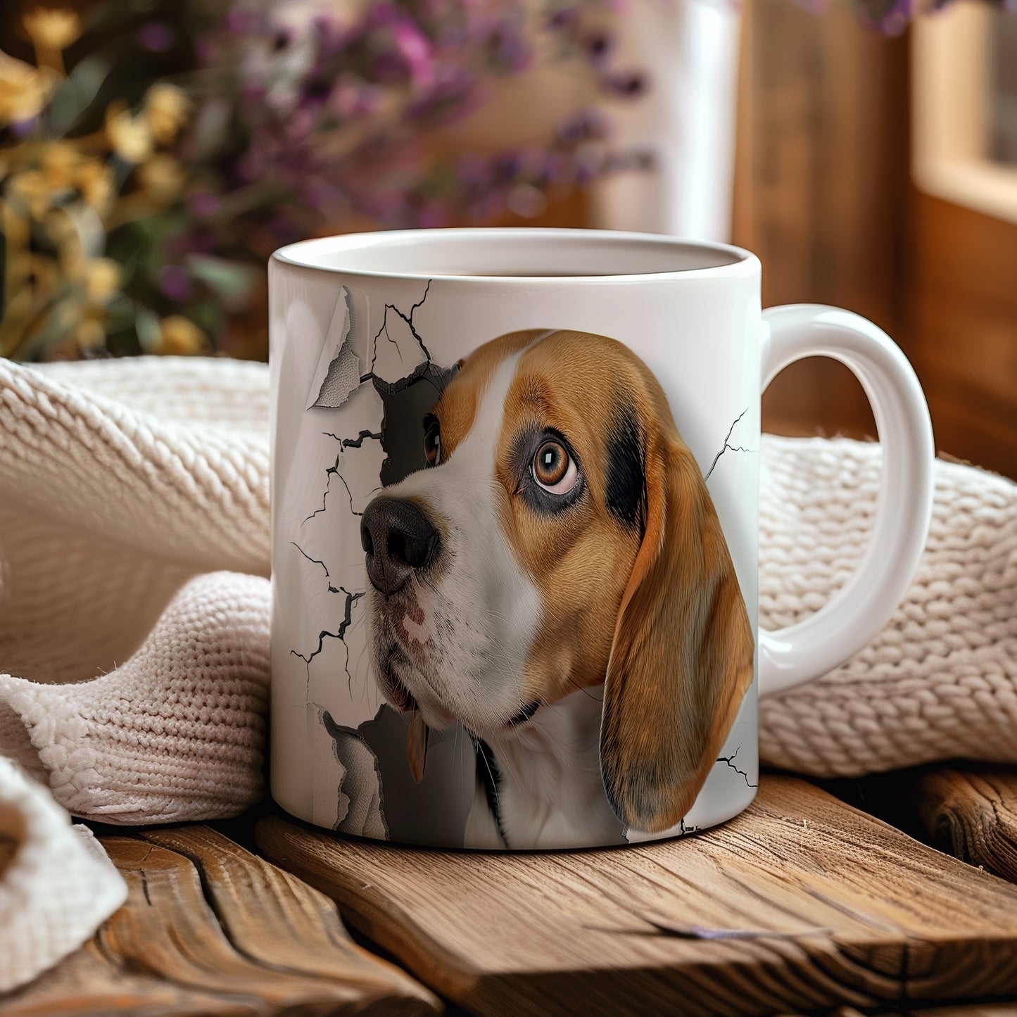 Hrnek s beagle psem 3D efektem