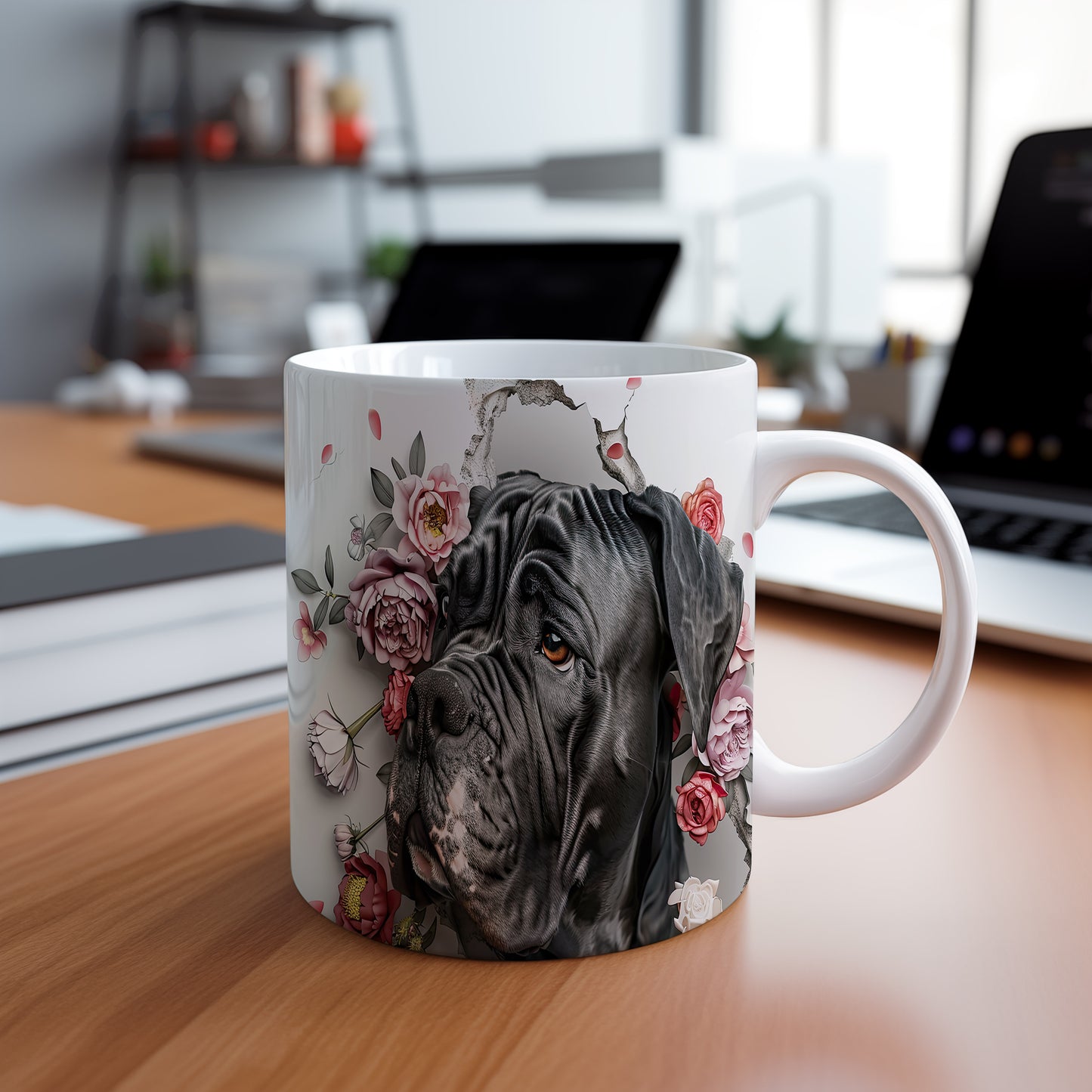 Hrnek s realistickým nákresem psa