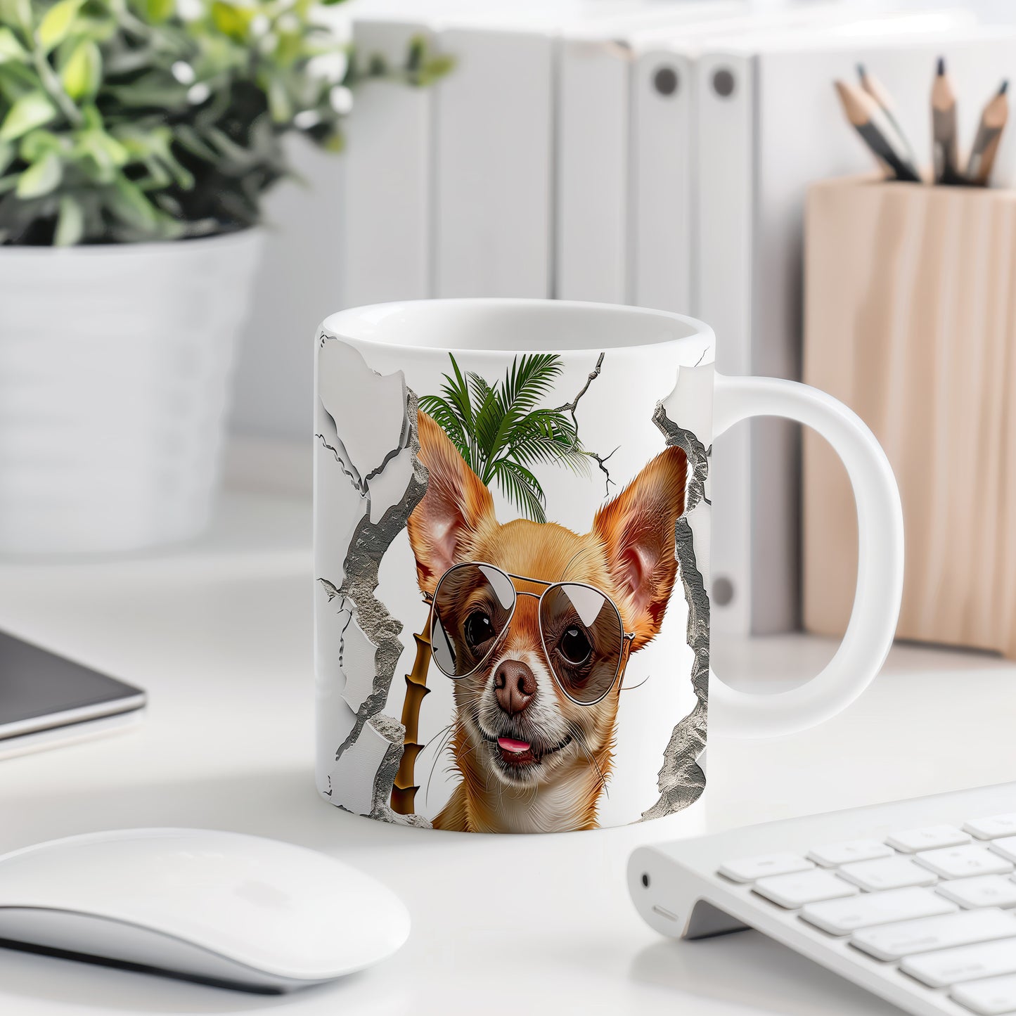 Hrnek s chihuahuou v brýlích