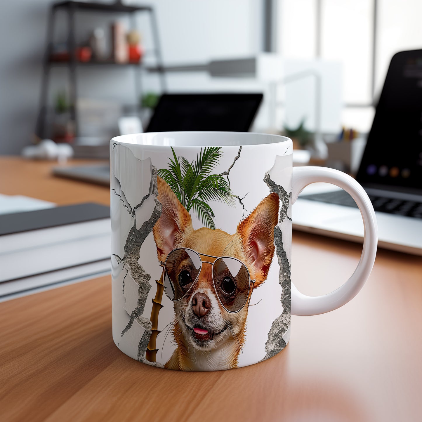Hrnek s chihuahuou v brýlích