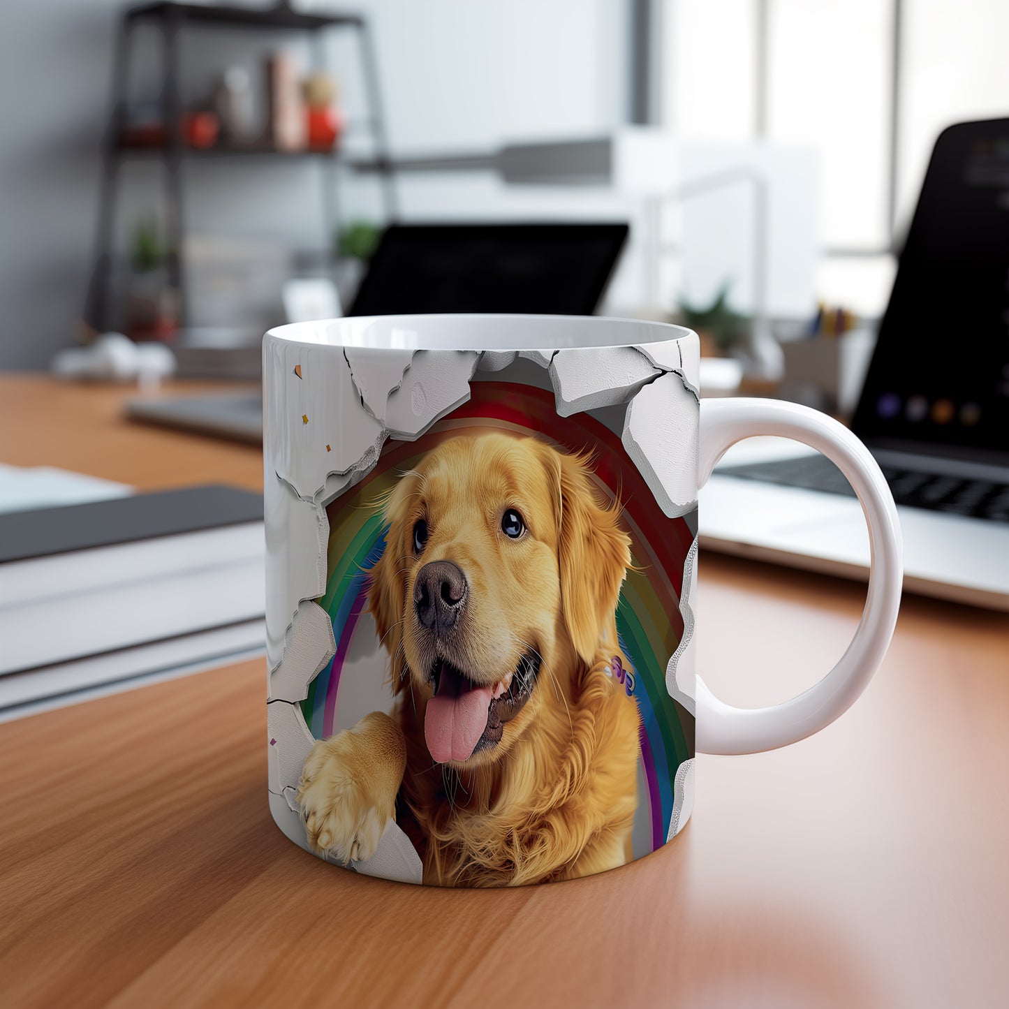 Hrnek se zlatým retrívrem 3D efektem – roztomilým motivem
