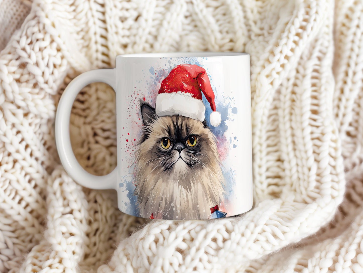 Hrnek s kočkou v čepici Santa – originálním motivem