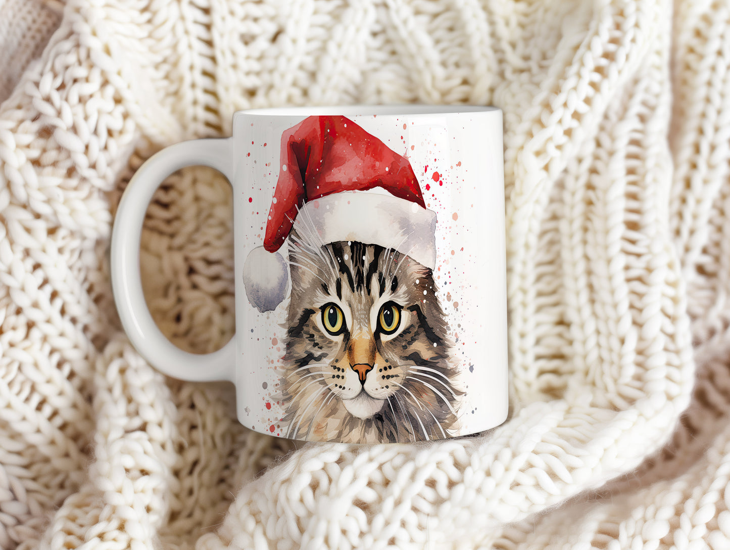 Hrnek s kočkou v čepici Santa – limitovaným vzhledem