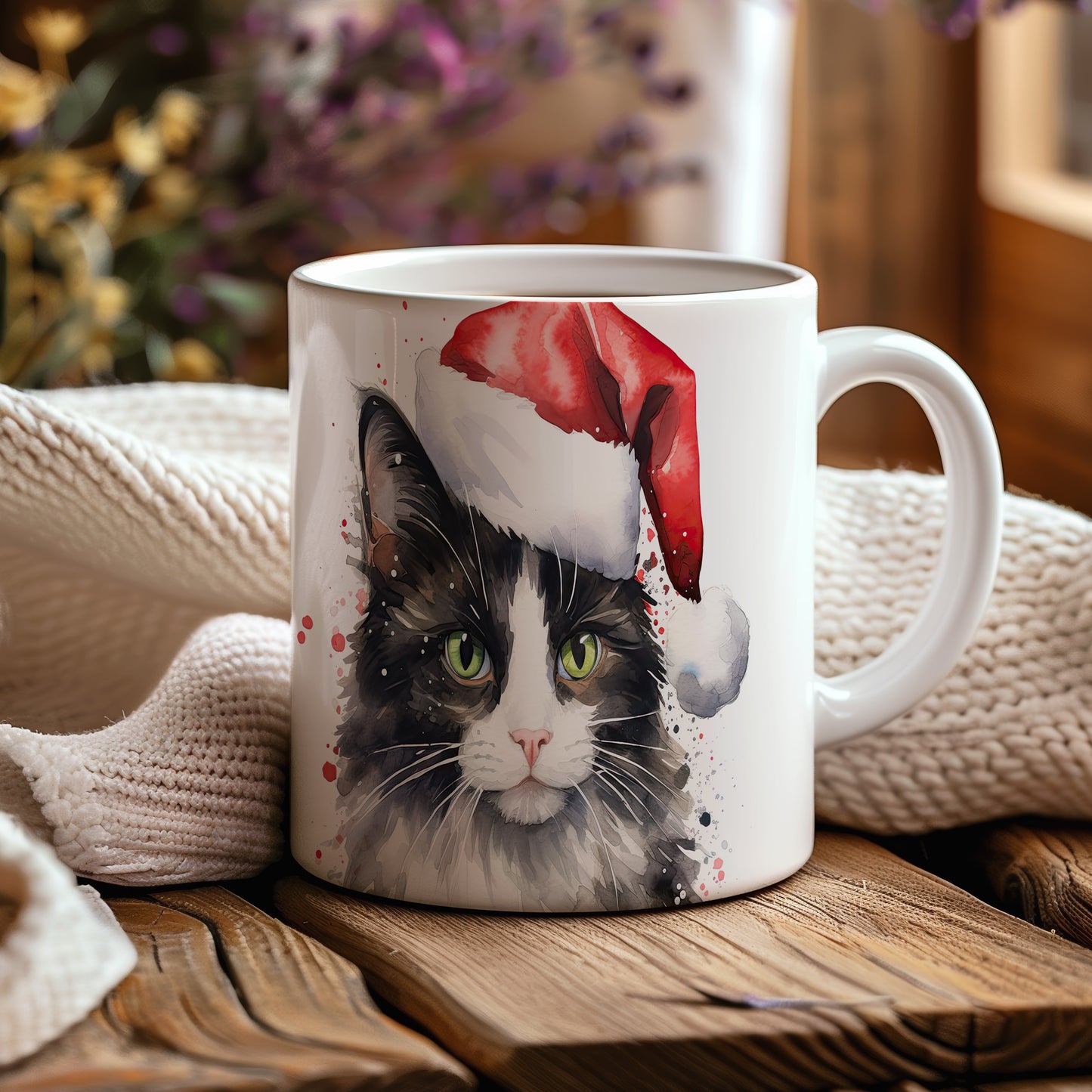 Hrnek se sovičkou v čepici Santa