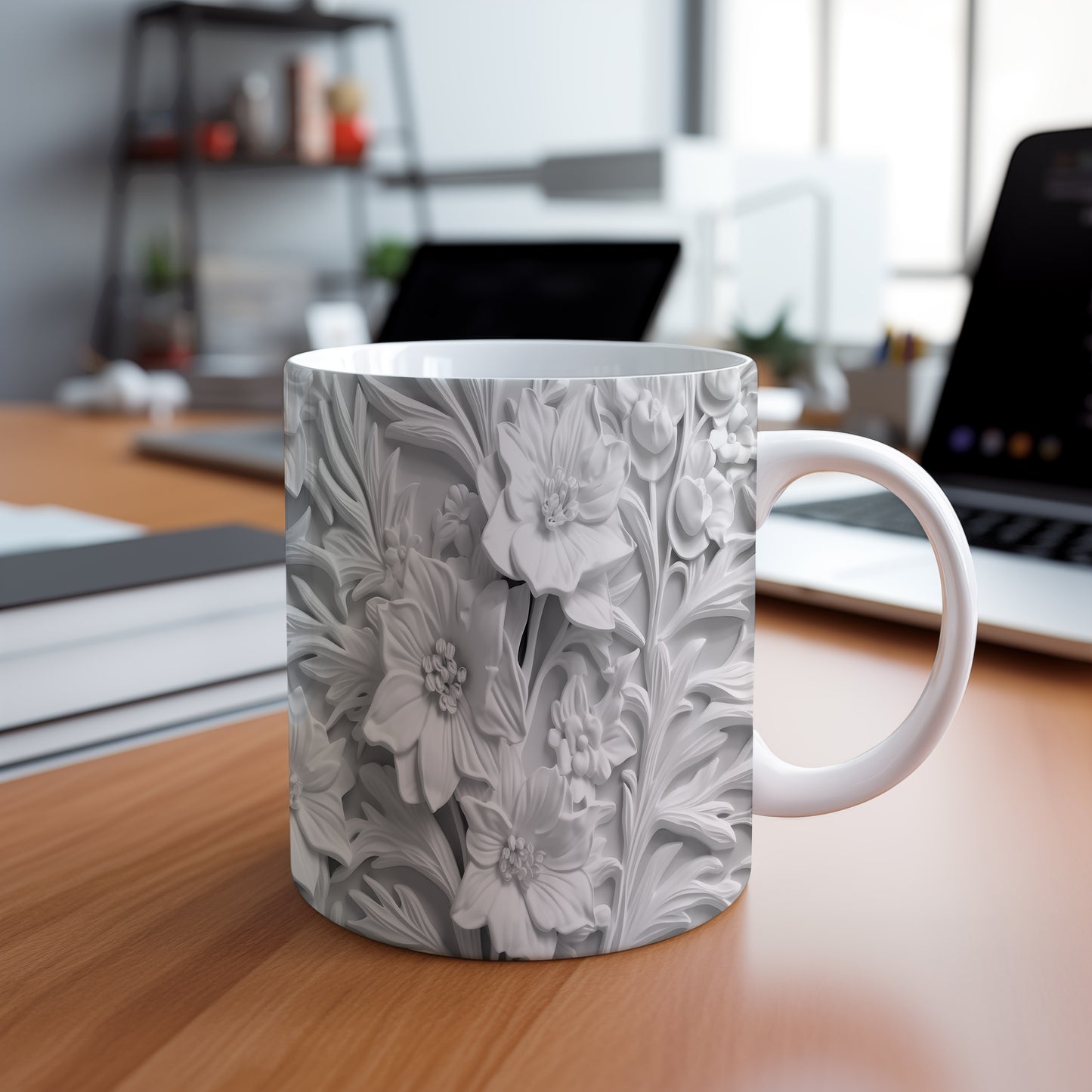 Hrnek s 3D květinovým vzorem – 3D efektem