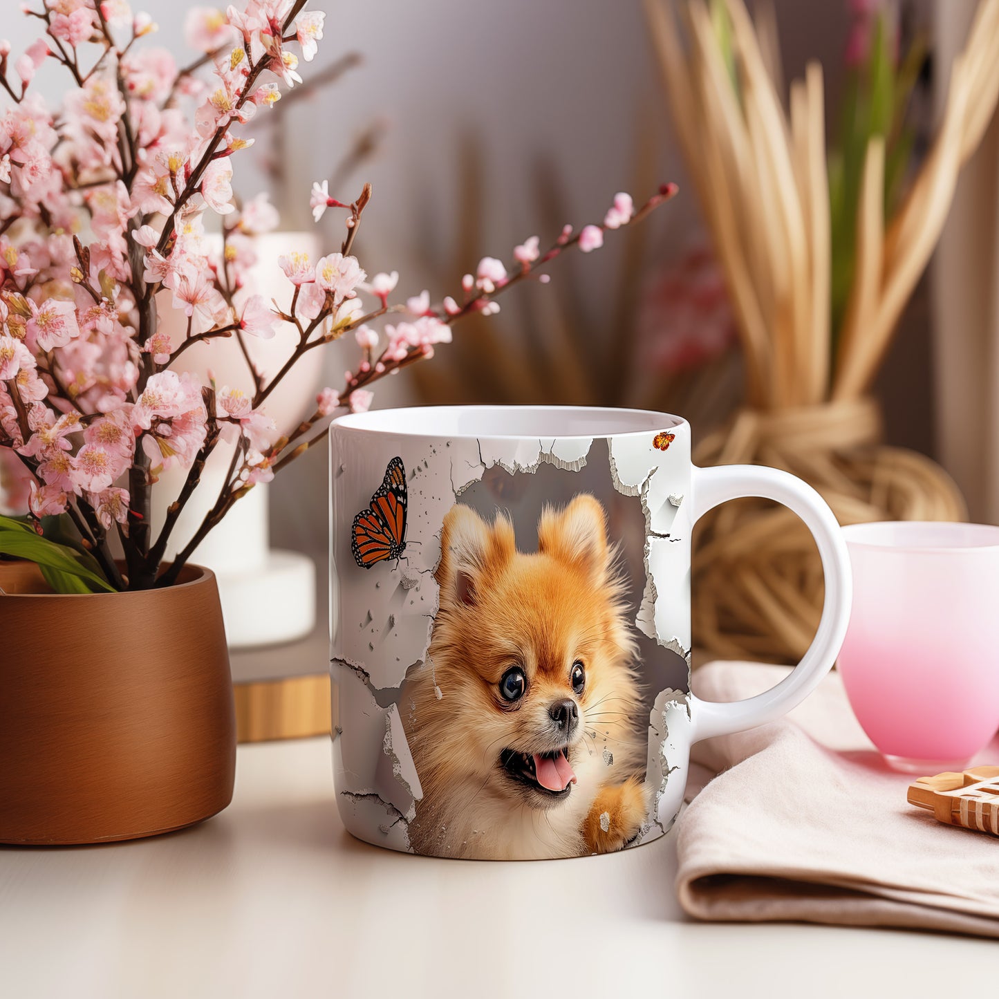 Hrnek s roztomilým pomeranianem